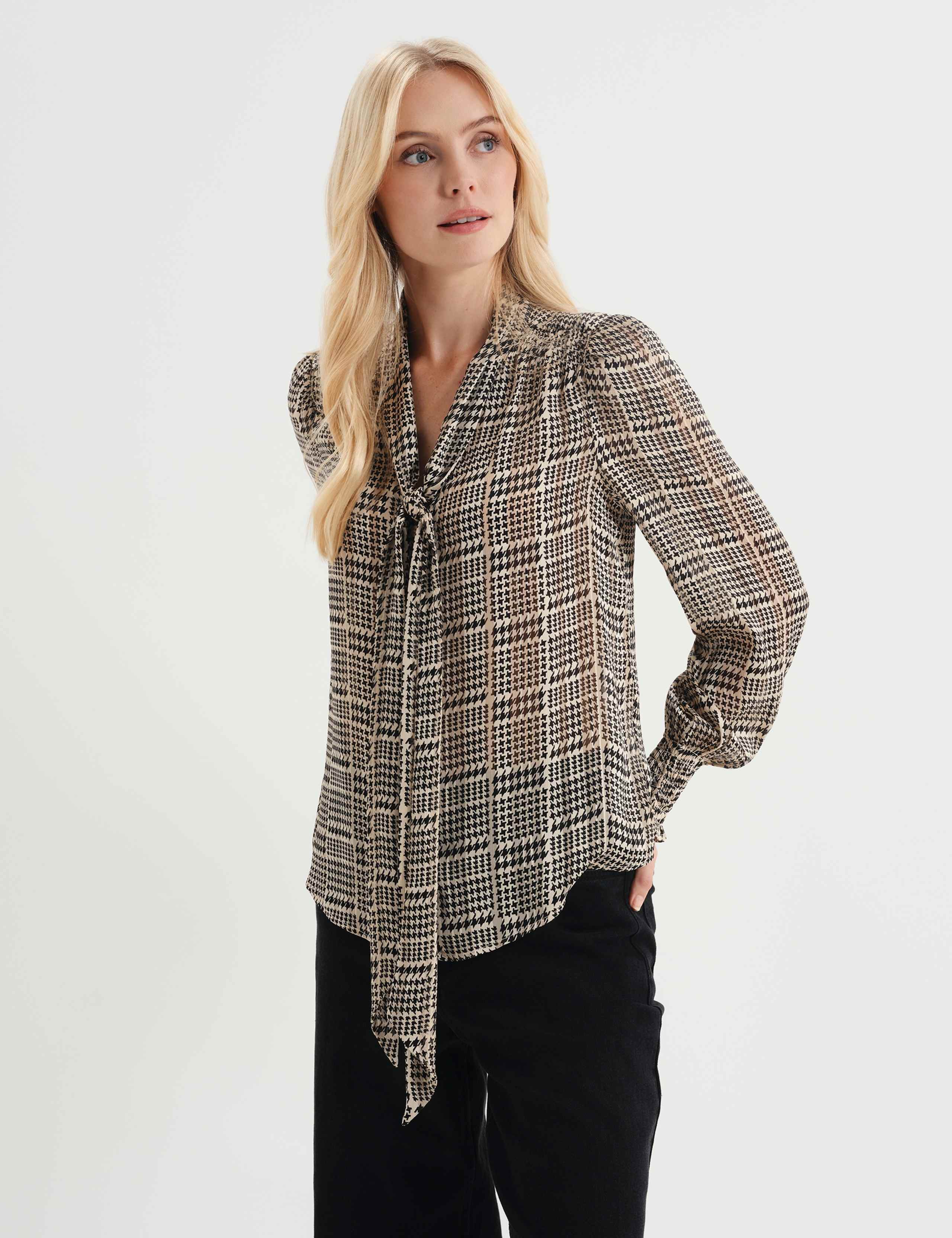 Satin Printed Tie Neck Blouse 7 of 7