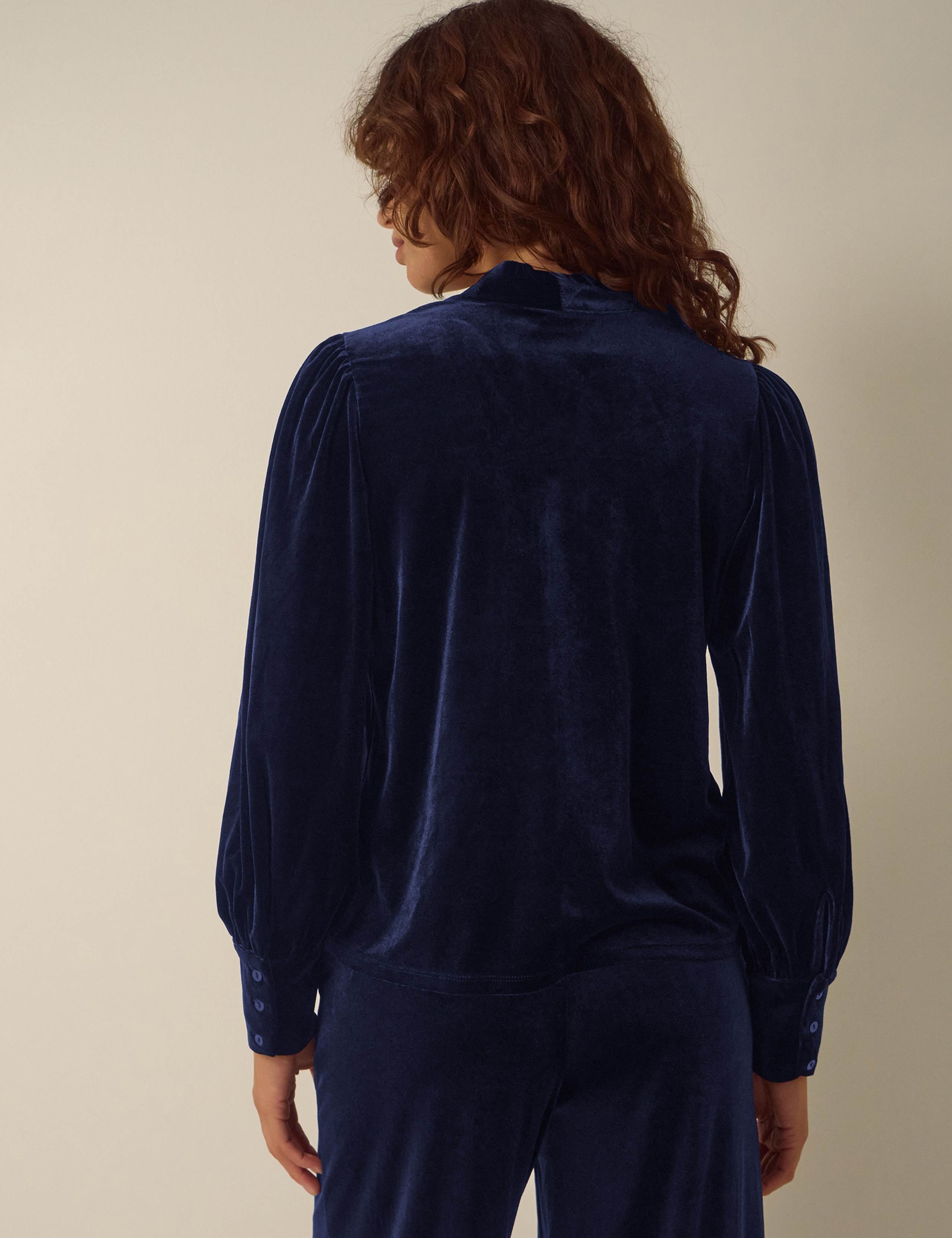 Velvet Tie Detail Collared Shirt 3 of 5