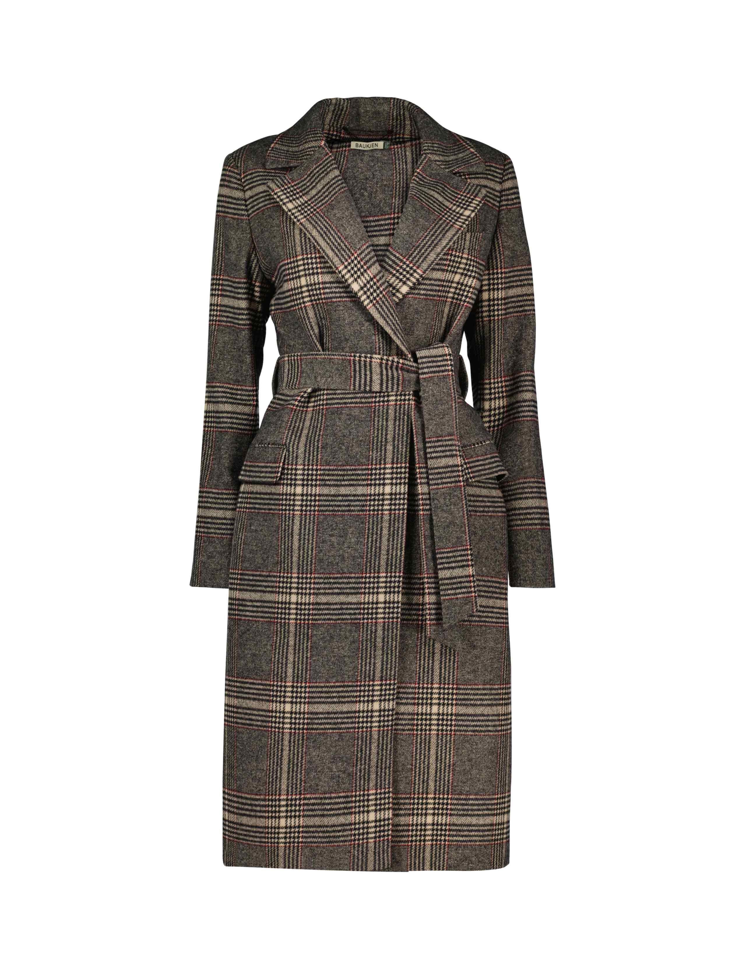 Checked Longline Trench Style Coat with Wool 2 of 6