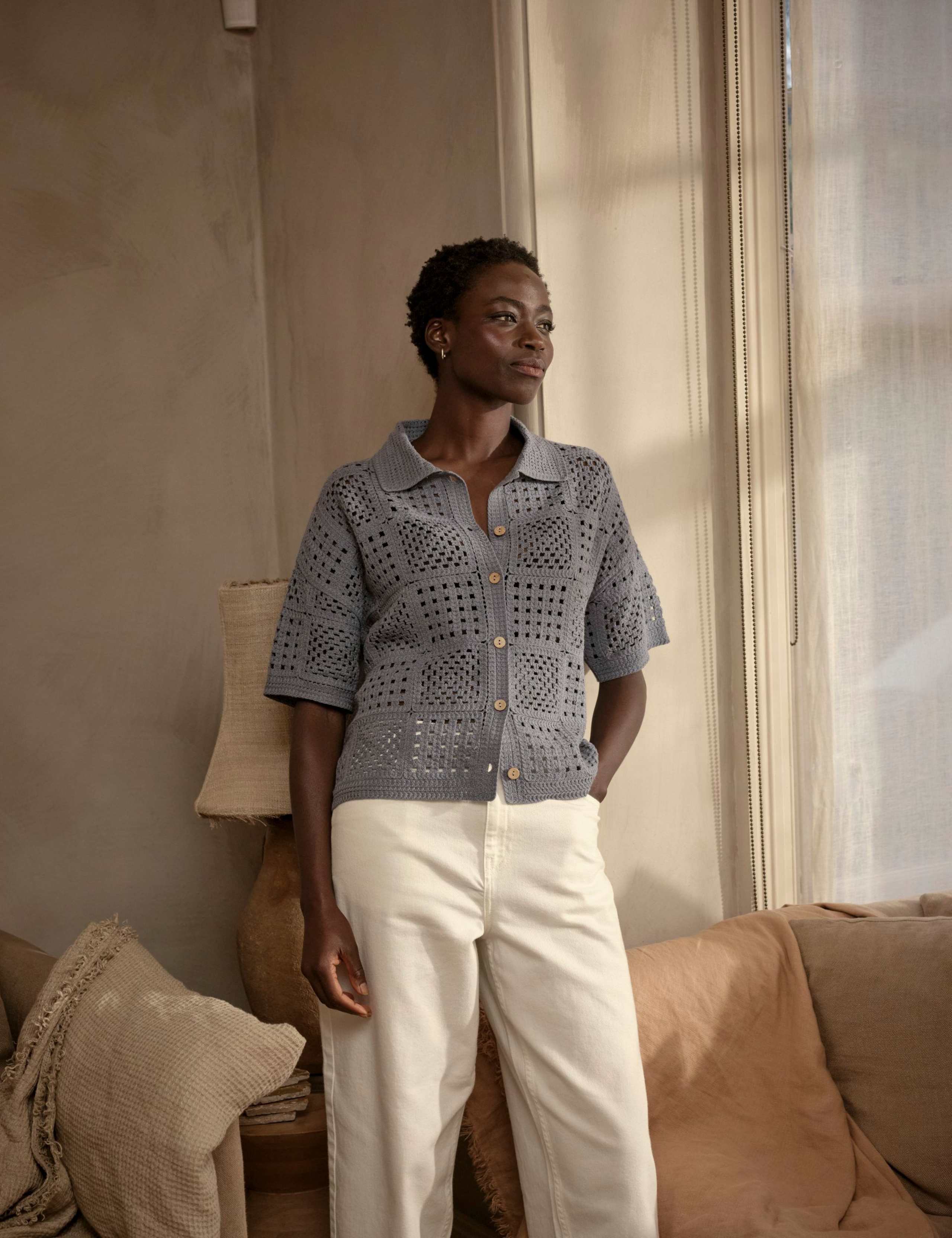 Cotton Rich Collared Knitted Top 5 of 7