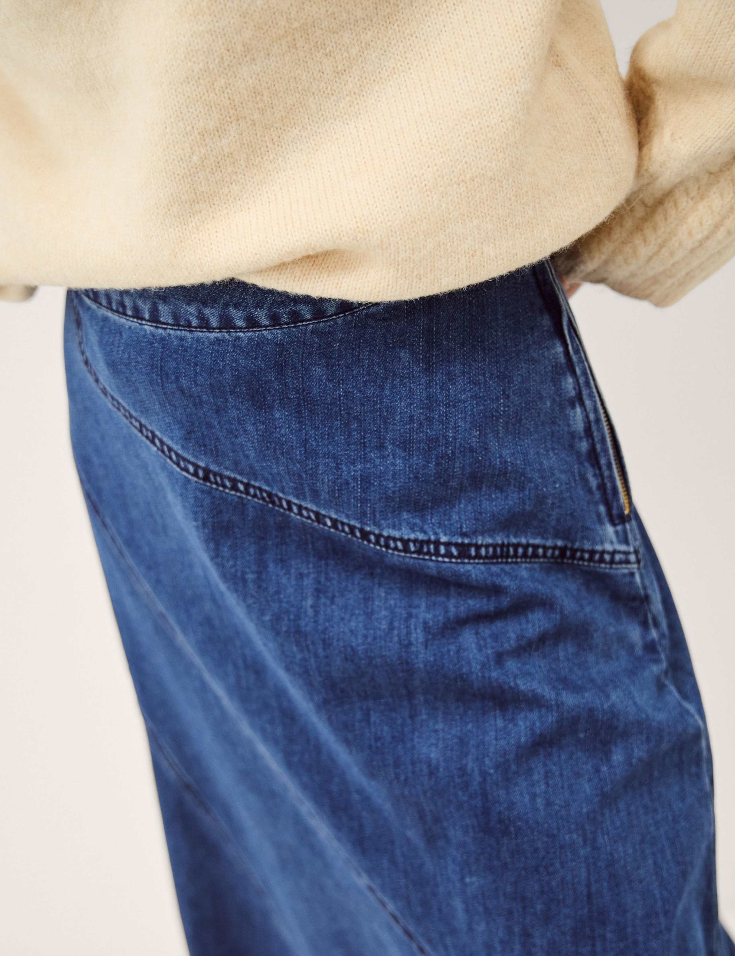 Asymmetric Denim Midi Skirt 3 of 4