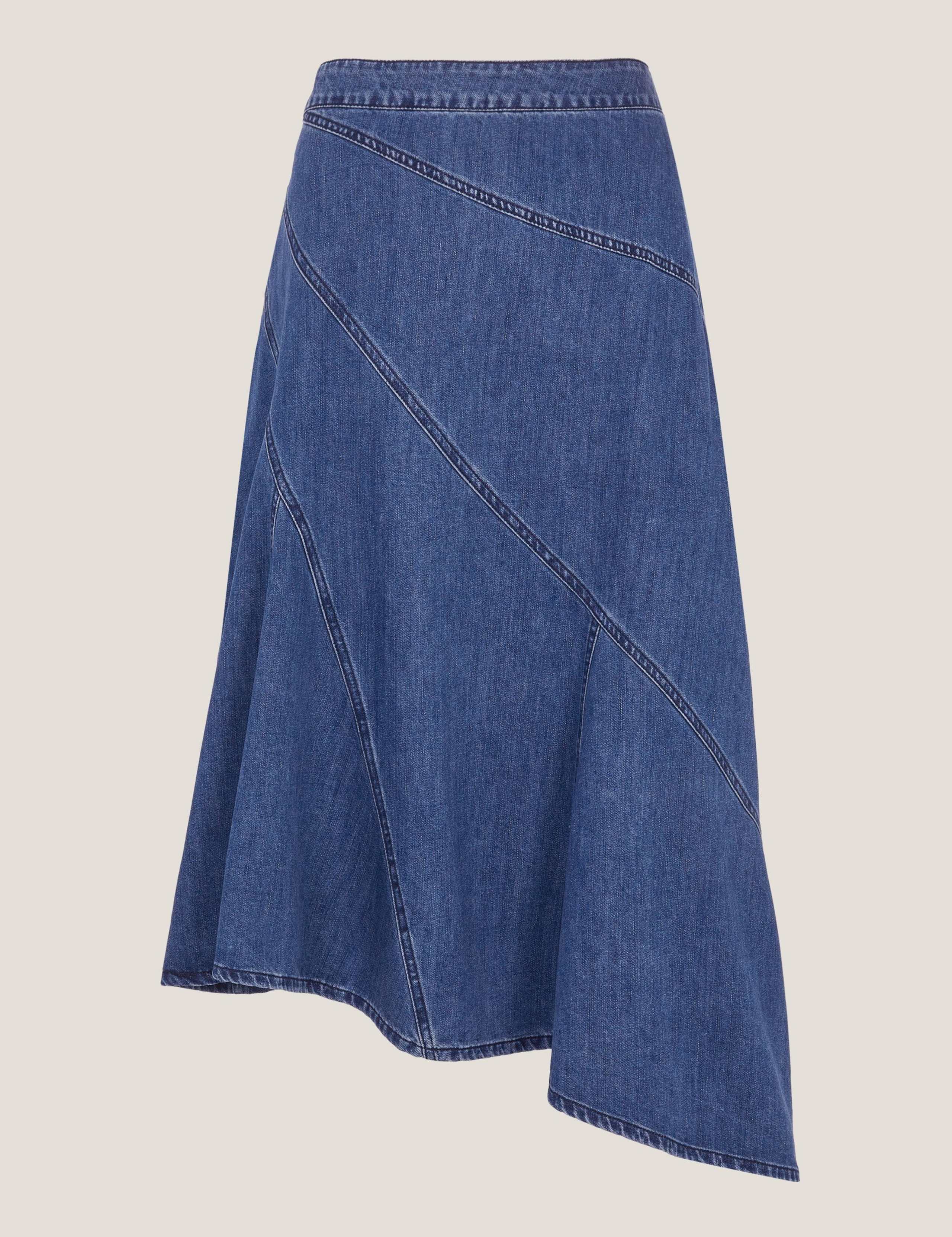 Asymmetric Denim Midi Skirt 2 of 4