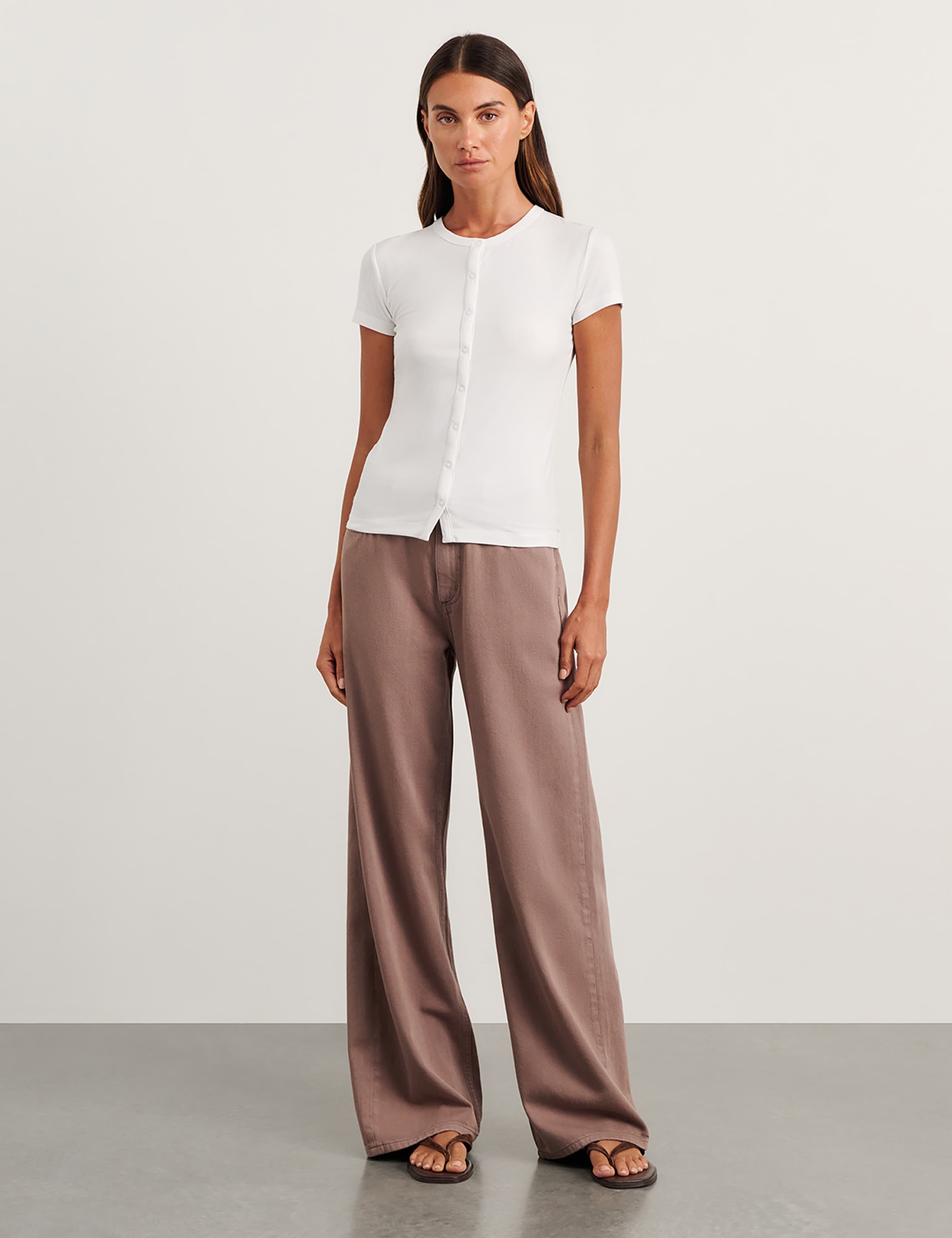Jersey Round Neck Button Through Top 2 of 6