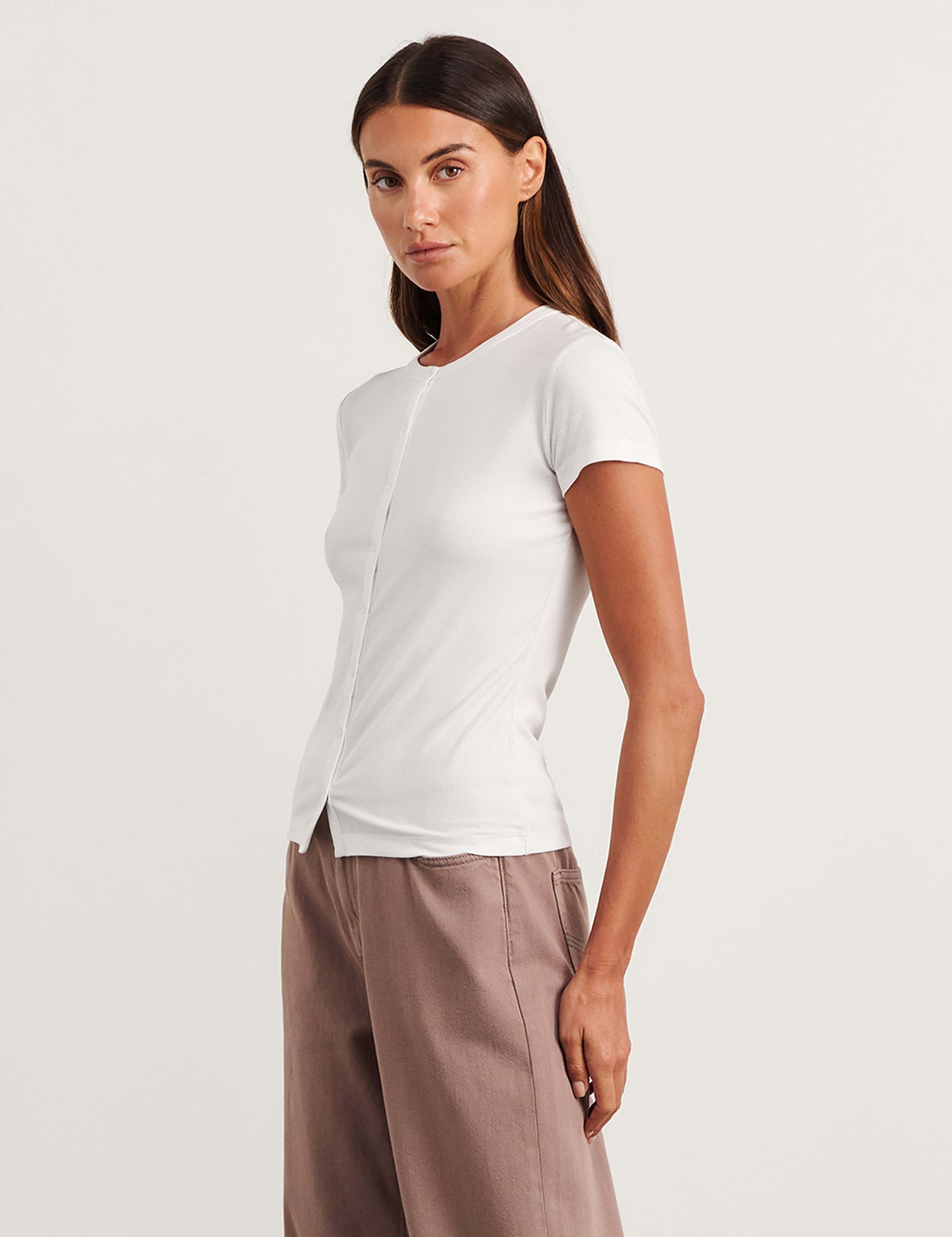 Jersey Round Neck Button Through Top 5 of 6