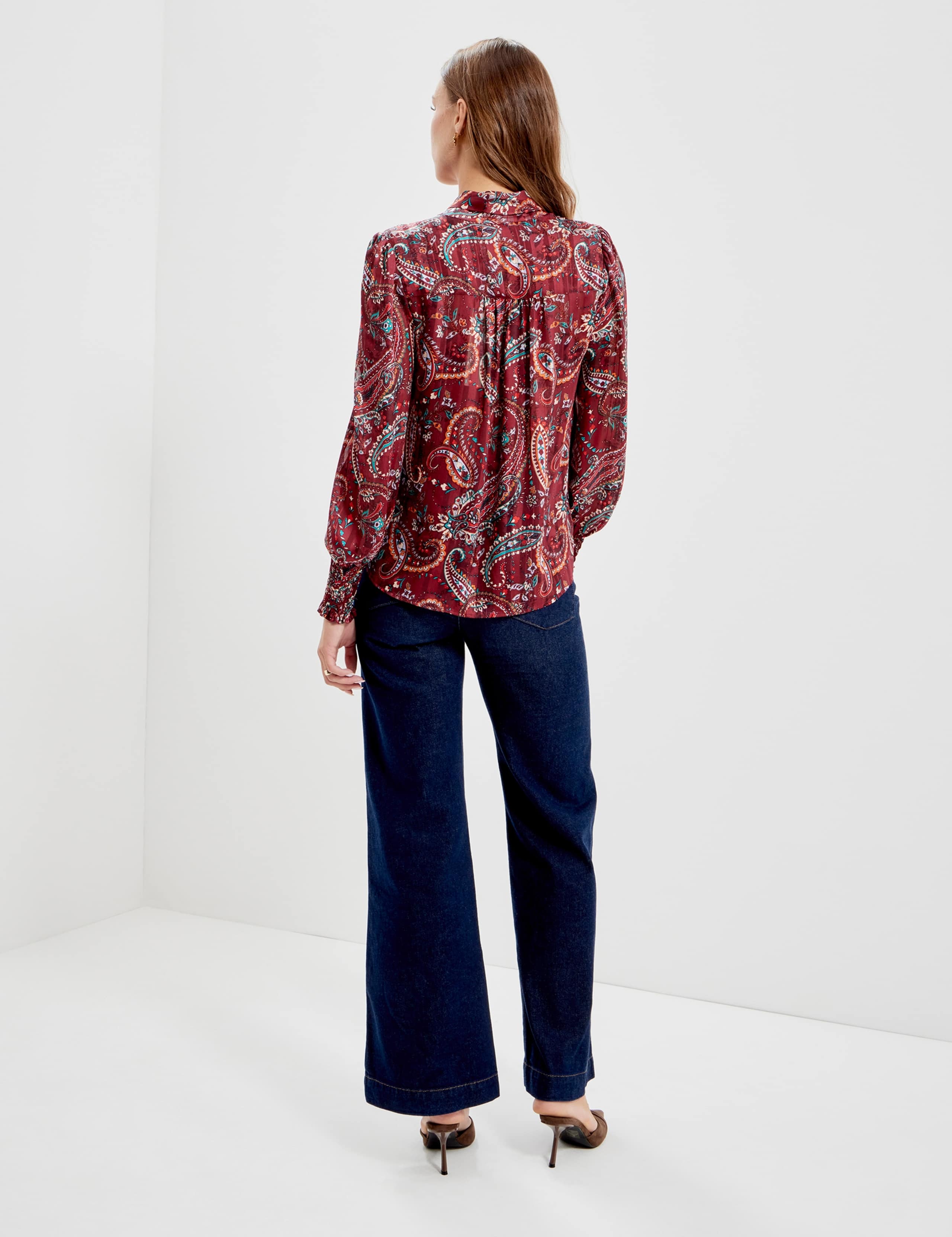 Satin Paisley Tie Neck Blouse 2 of 11