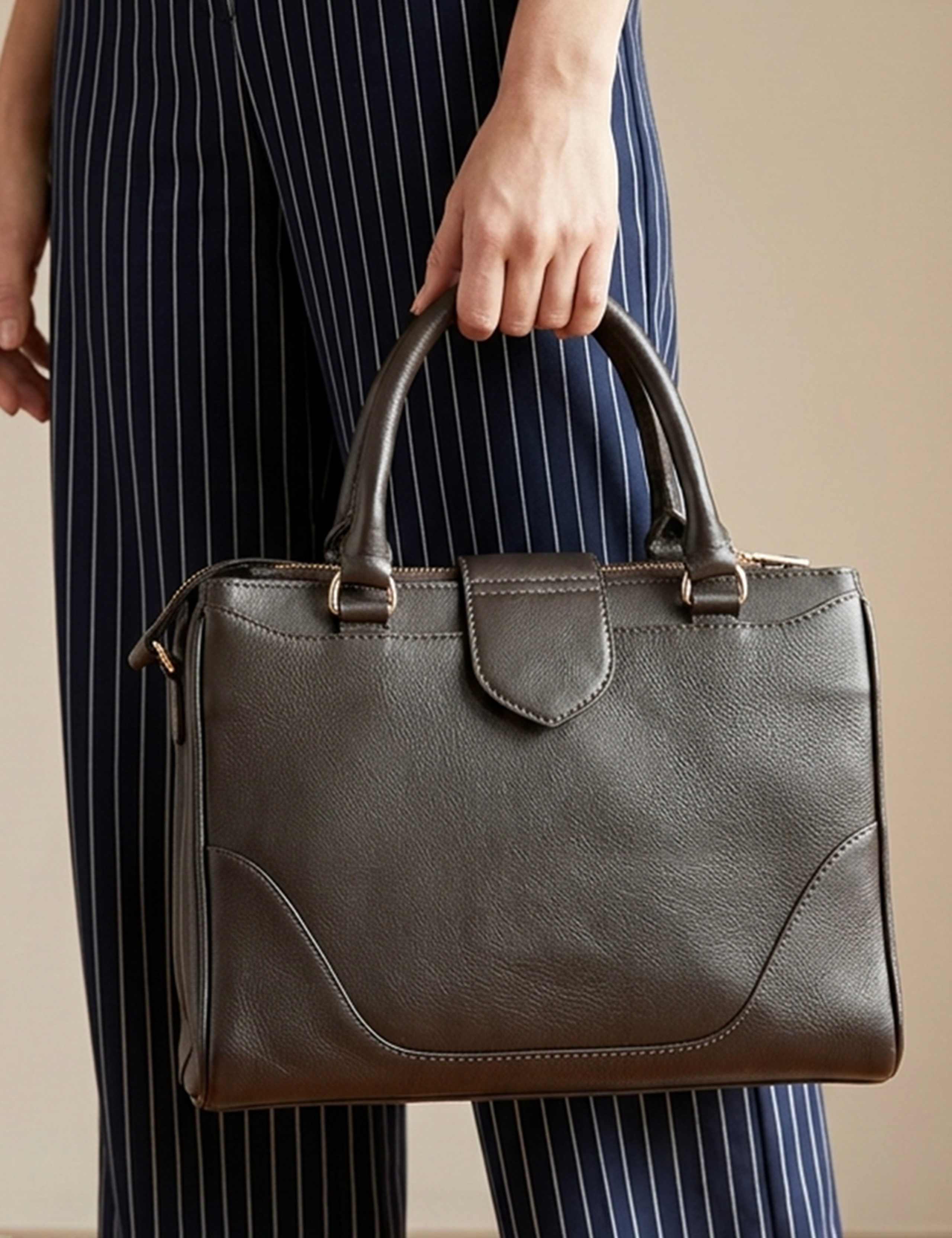 Leather Multi Pocket Grab Bag 1 of 5