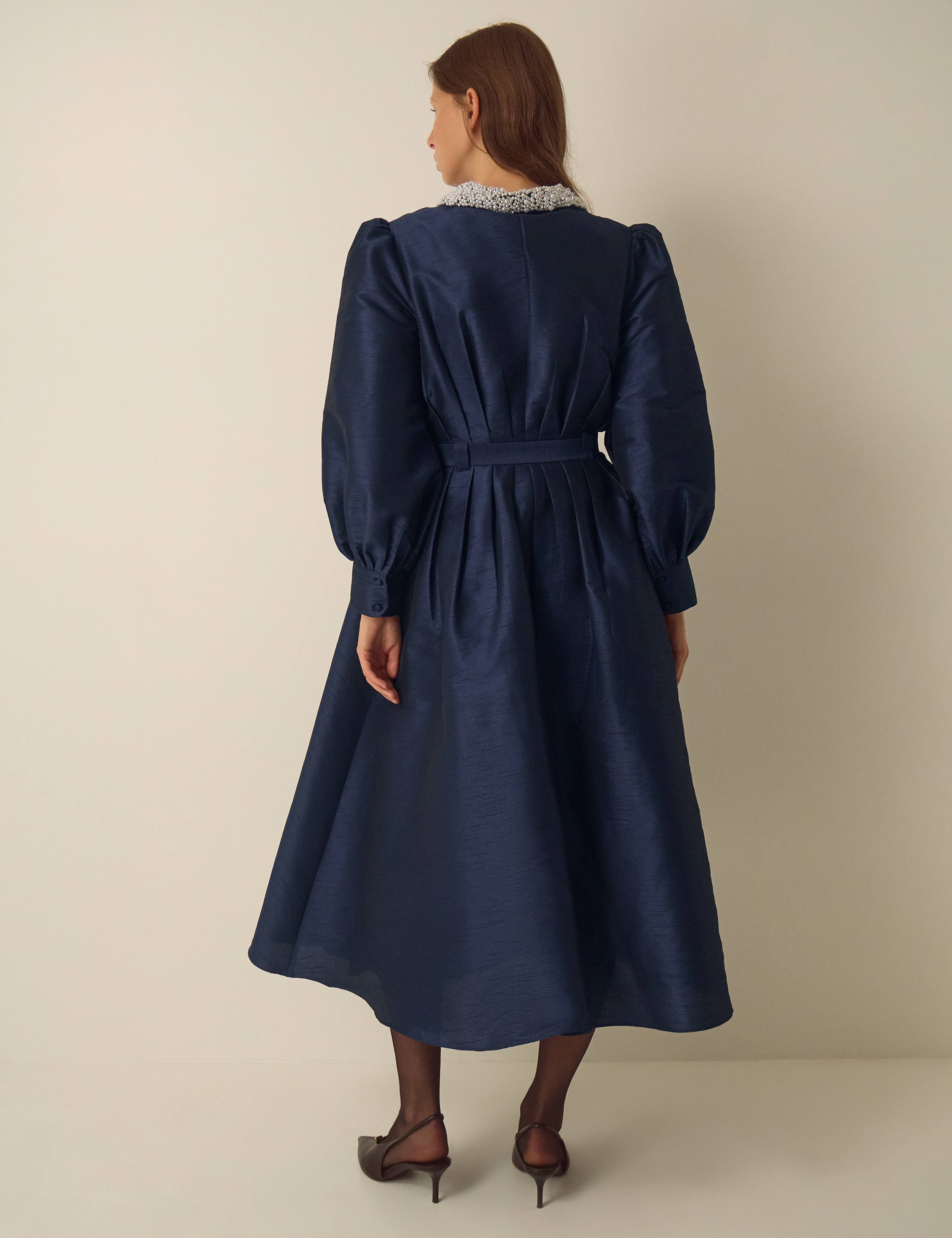 Embellished Collared Midi Shirt Dress 2 of 4