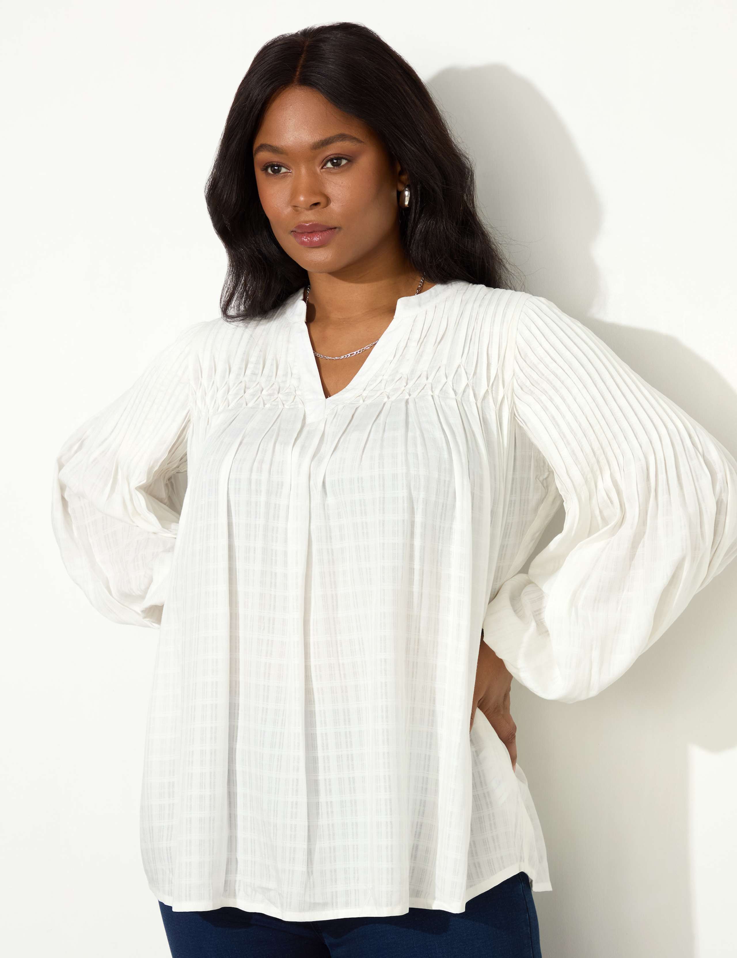 V-Neck Pintuck Blouse 2 of 4