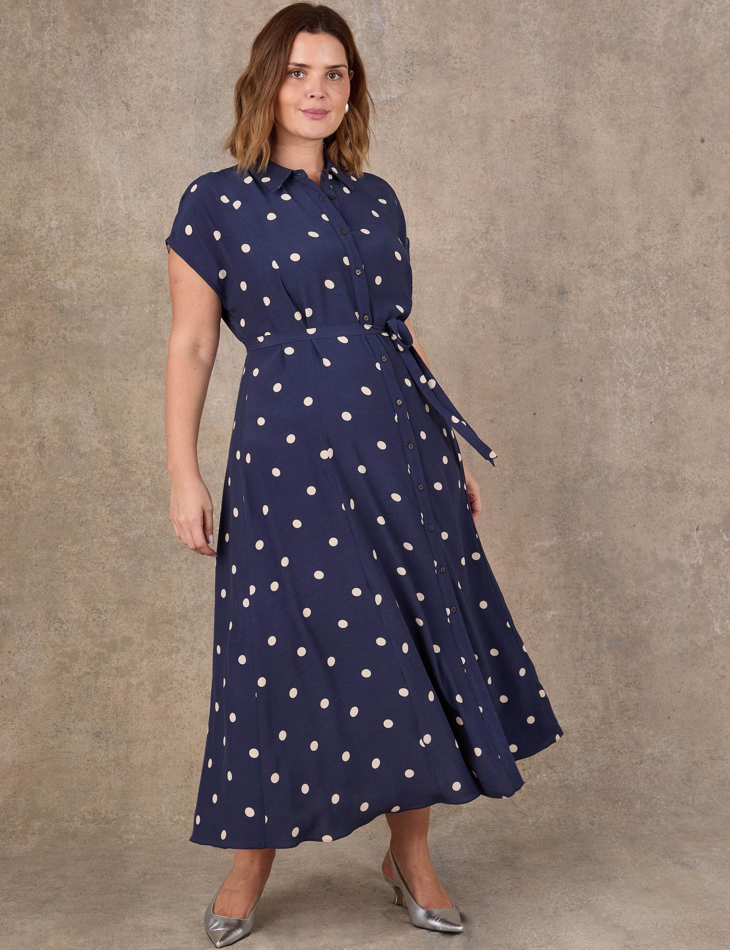 Polka Dot Button Through Midaxi Shirt Dress 2 of 5