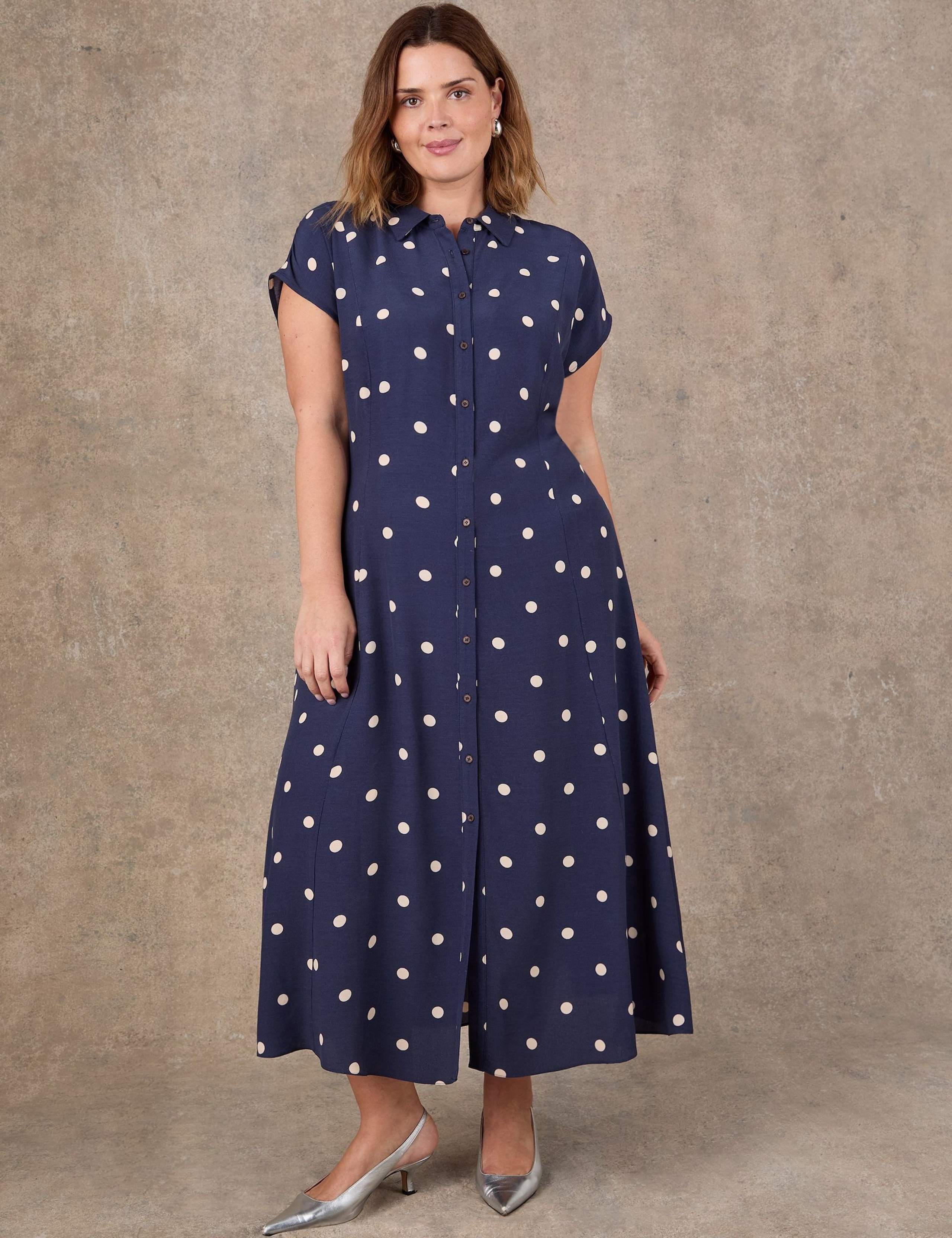 Polka Dot Button Through Midaxi Shirt Dress 4 of 5
