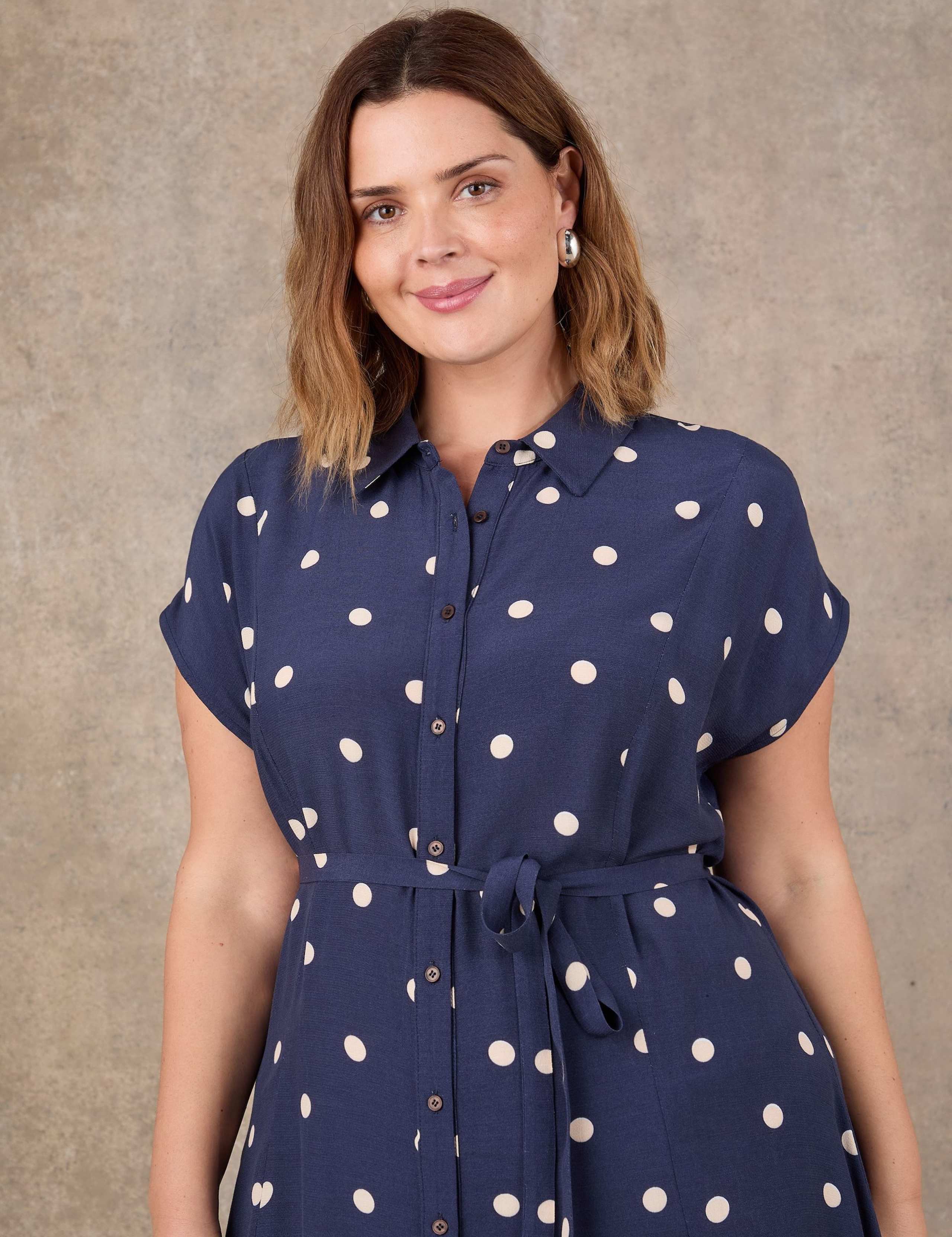 Polka Dot Button Through Midaxi Shirt Dress 5 of 5