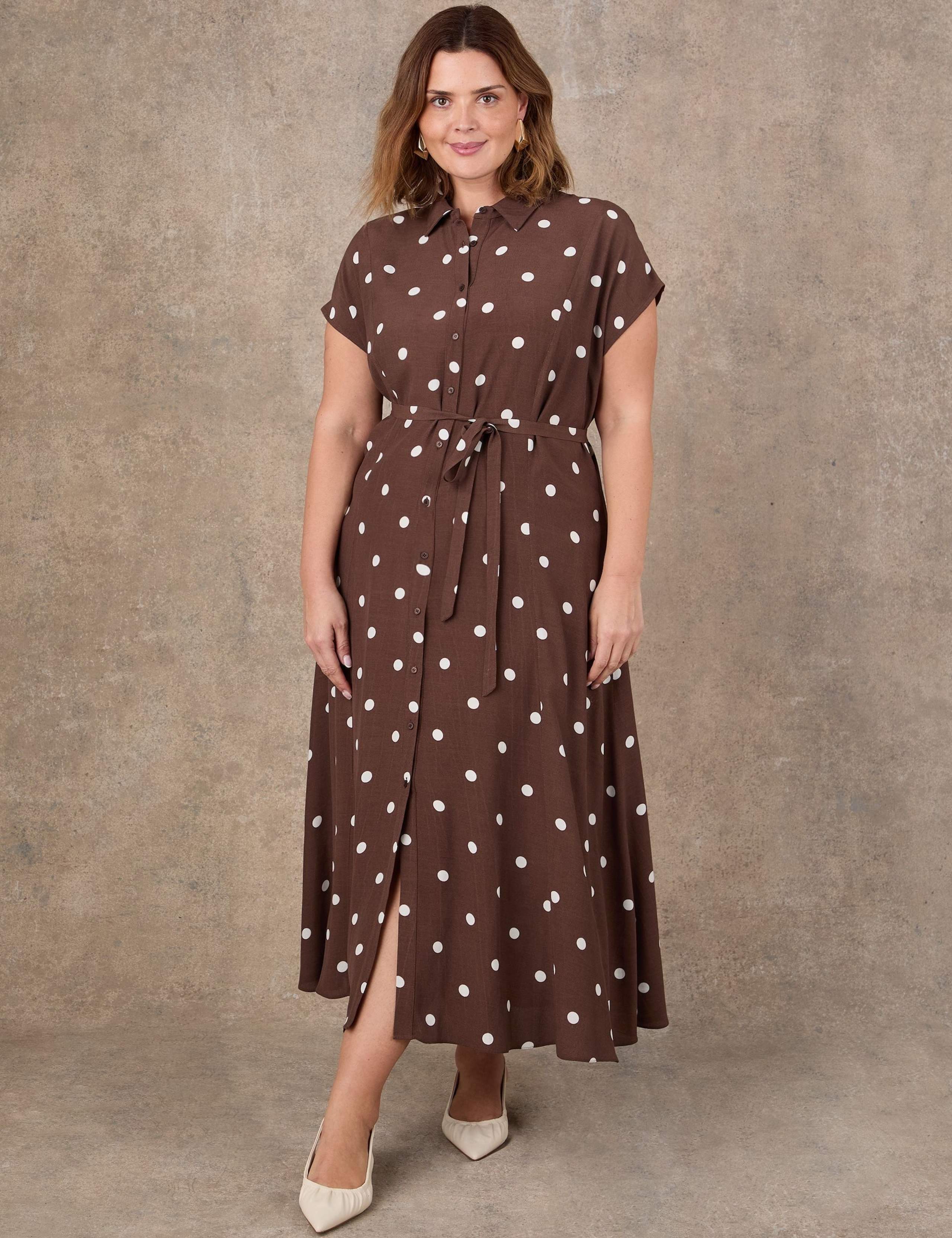 Polka Dot Button Through Midaxi Shirt Dress 5 of 5
