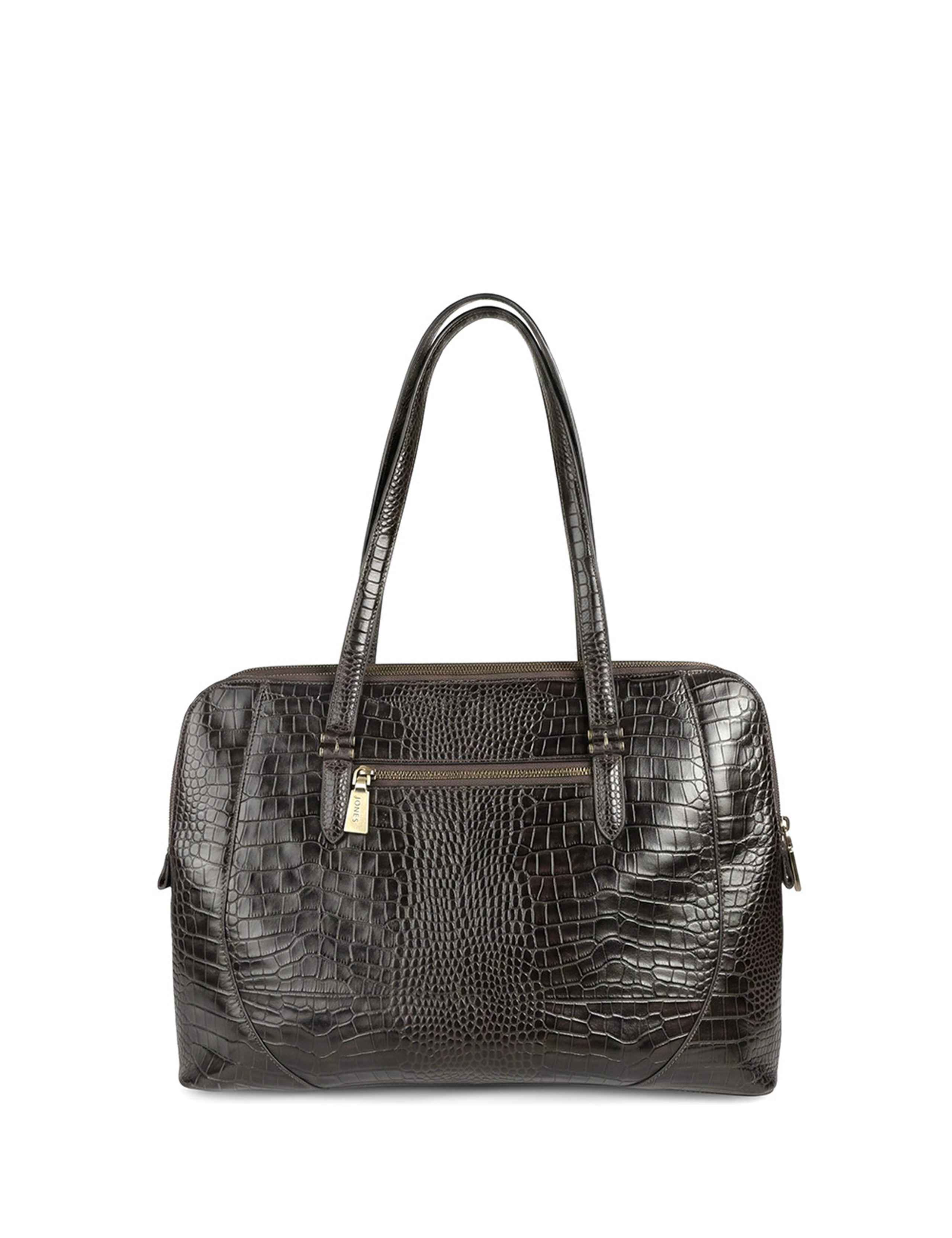 Croc Effect Leather Shoulder Bag 2 of 7