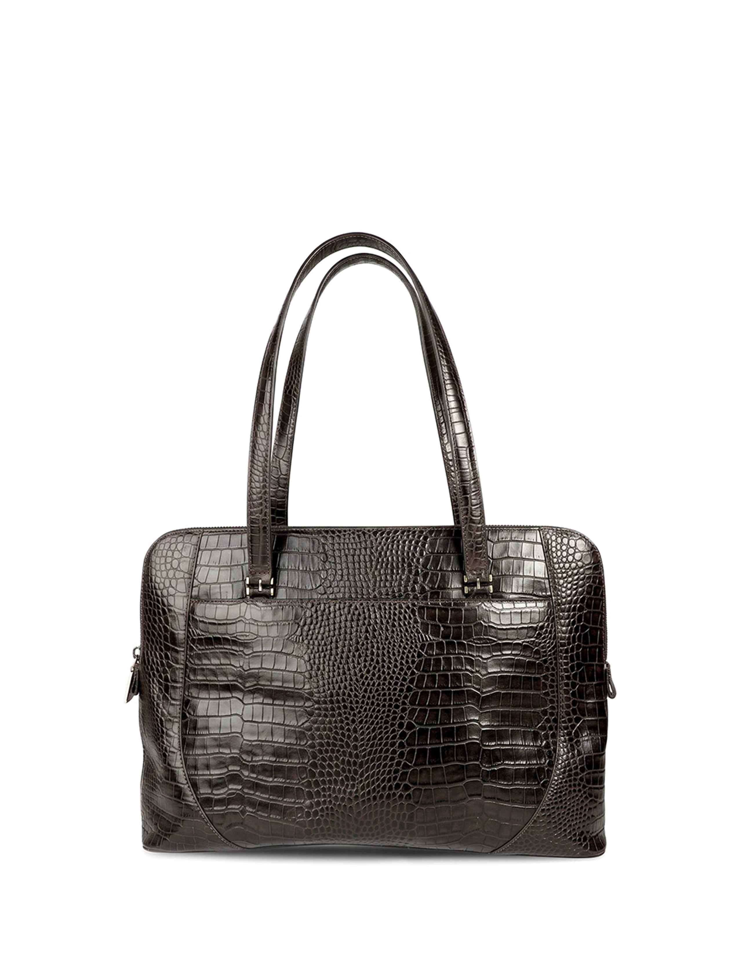 Croc Effect Leather Shoulder Bag 3 of 7