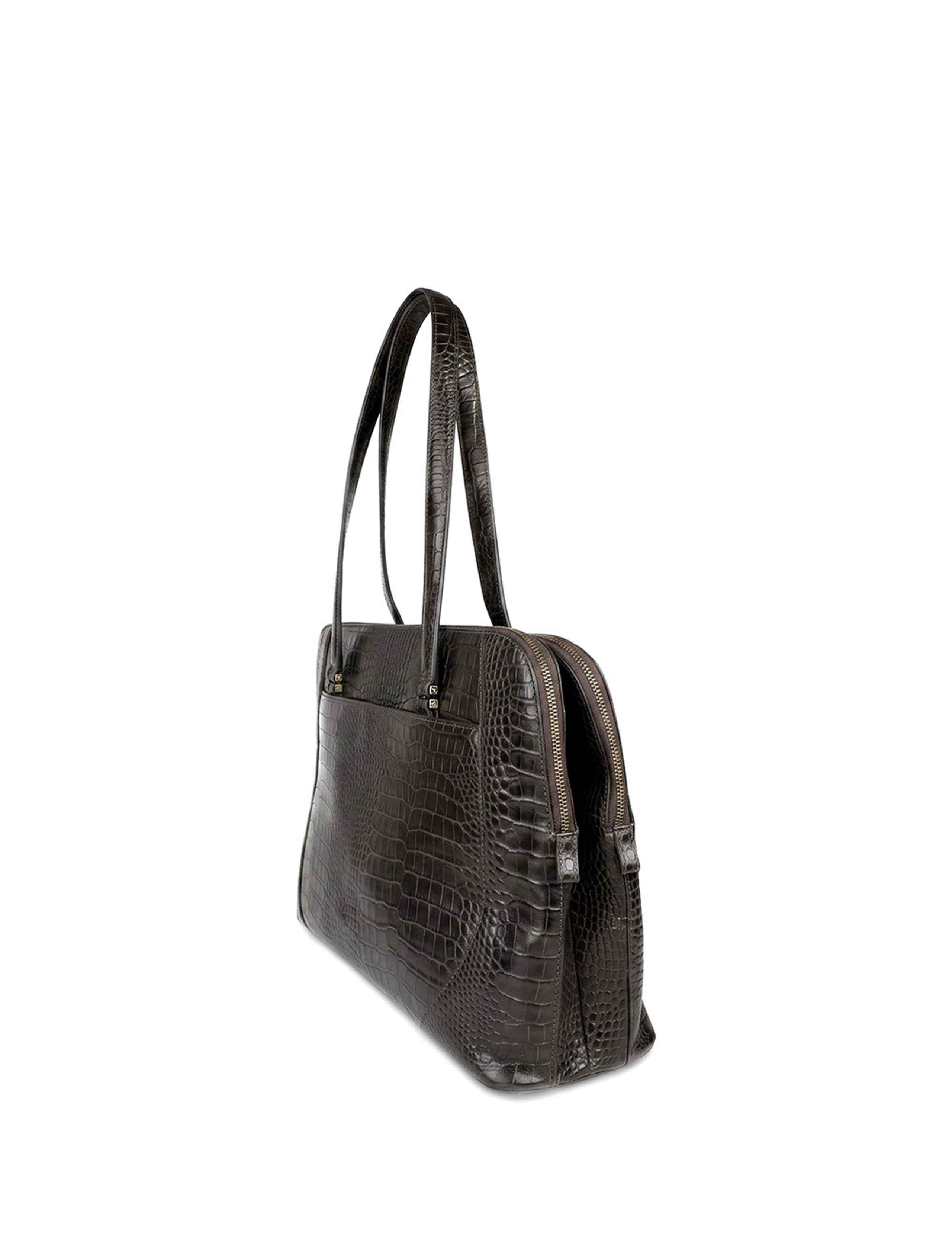 Croc Effect Leather Shoulder Bag 4 of 7