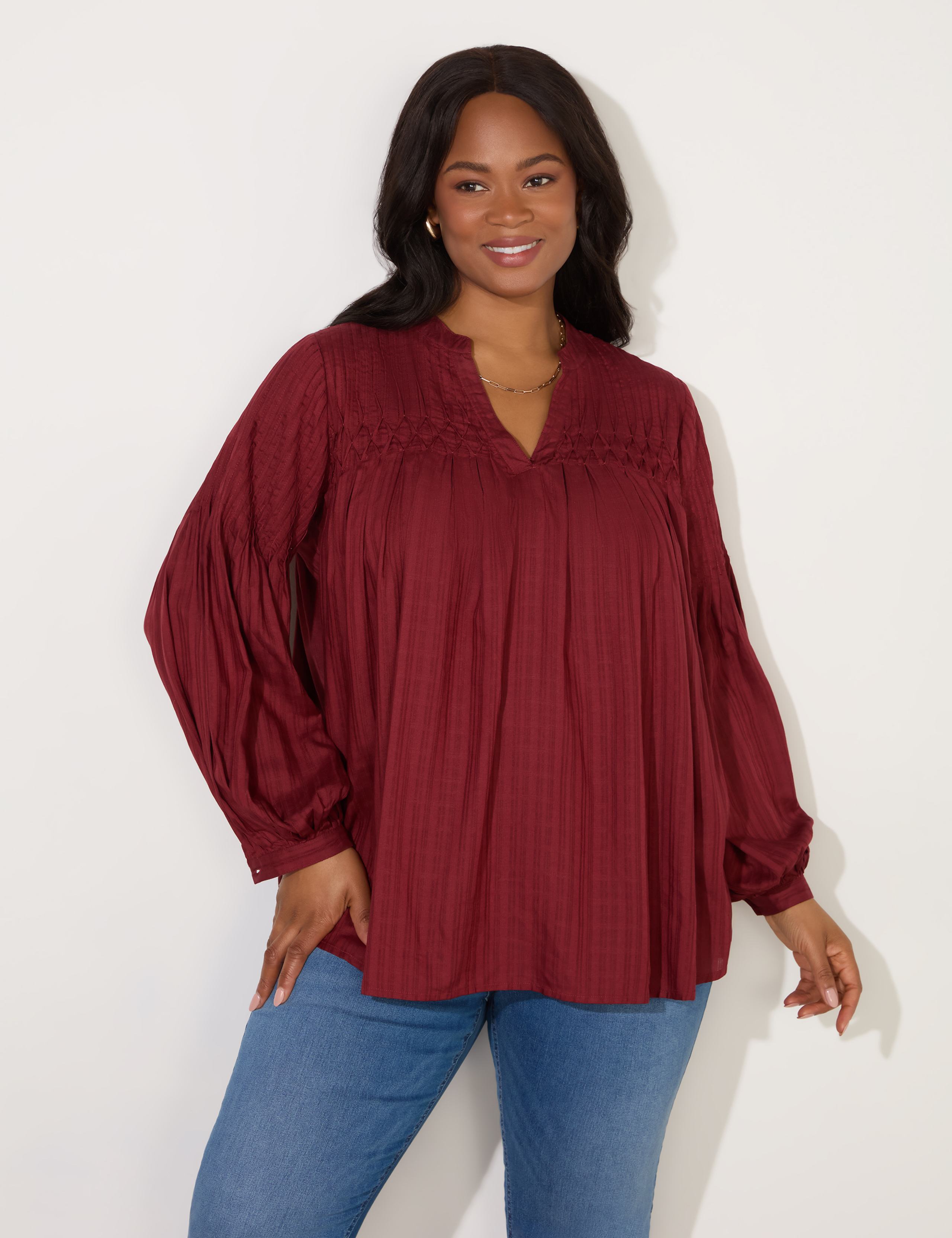 V-Neck Pintuck Blouse 3 of 6