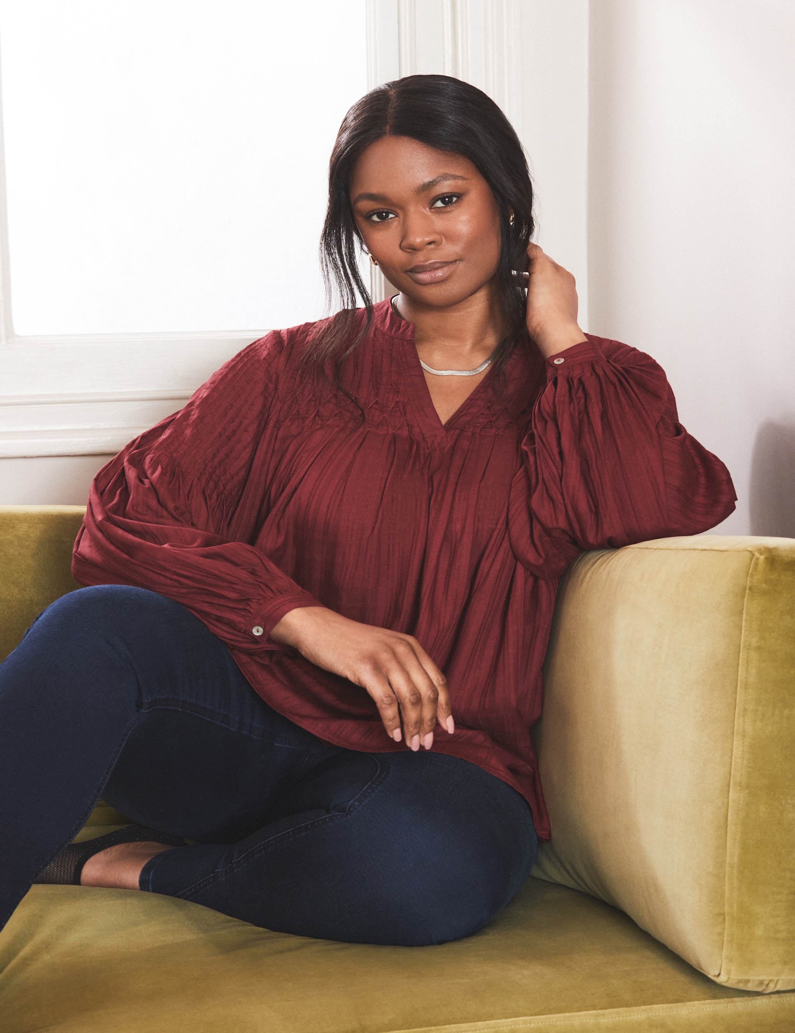 V-Neck Pintuck Blouse 4 of 6