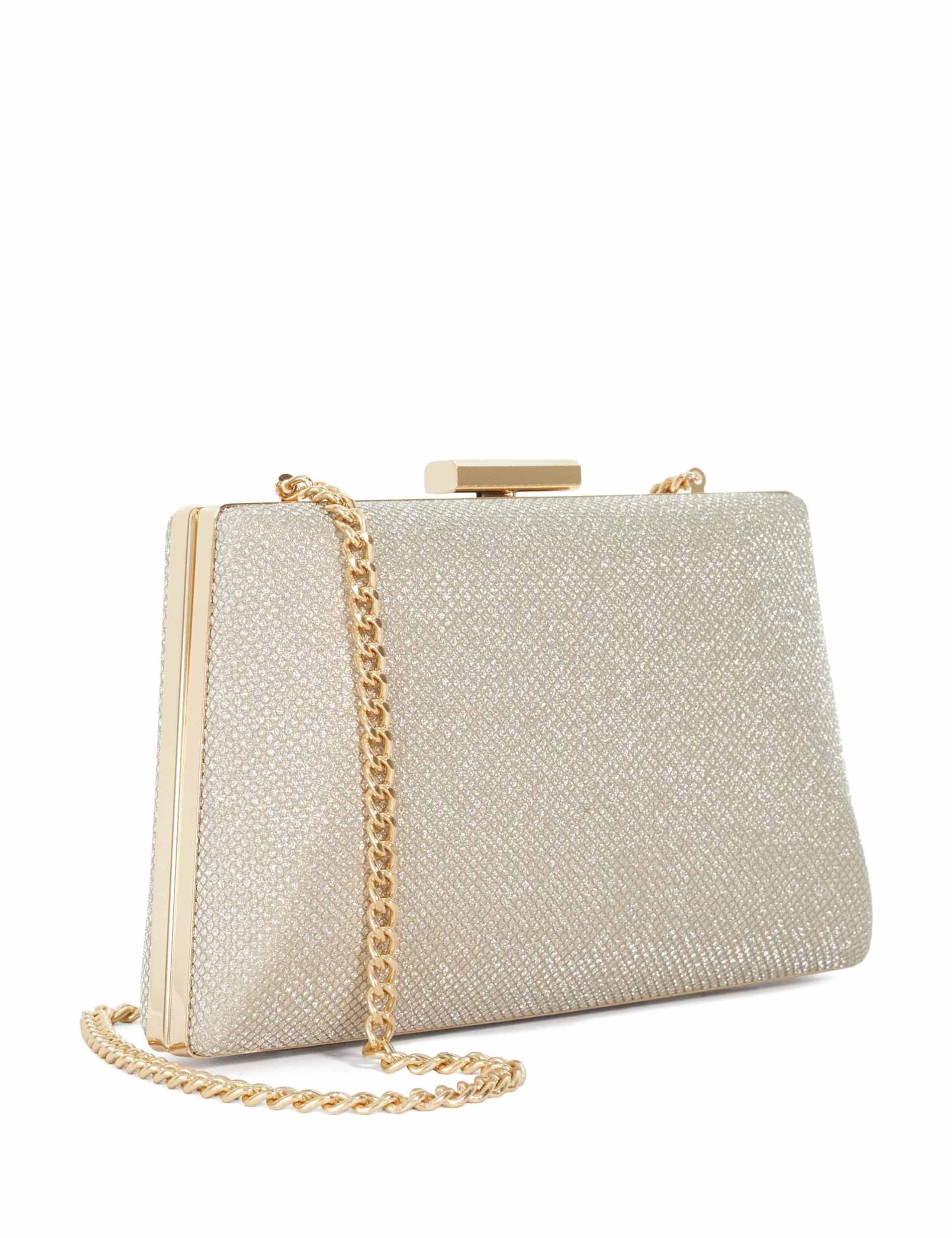Metallic Embellished Angled Frame Clutch 3 of 6