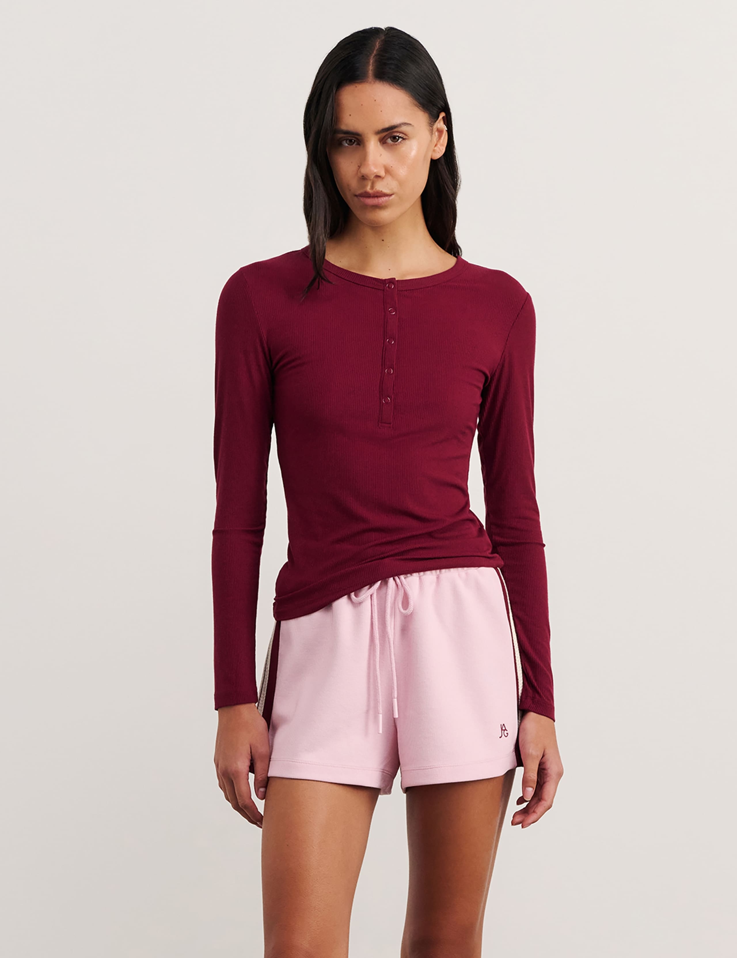Jersey Ribbed Henley Top 1 of 5