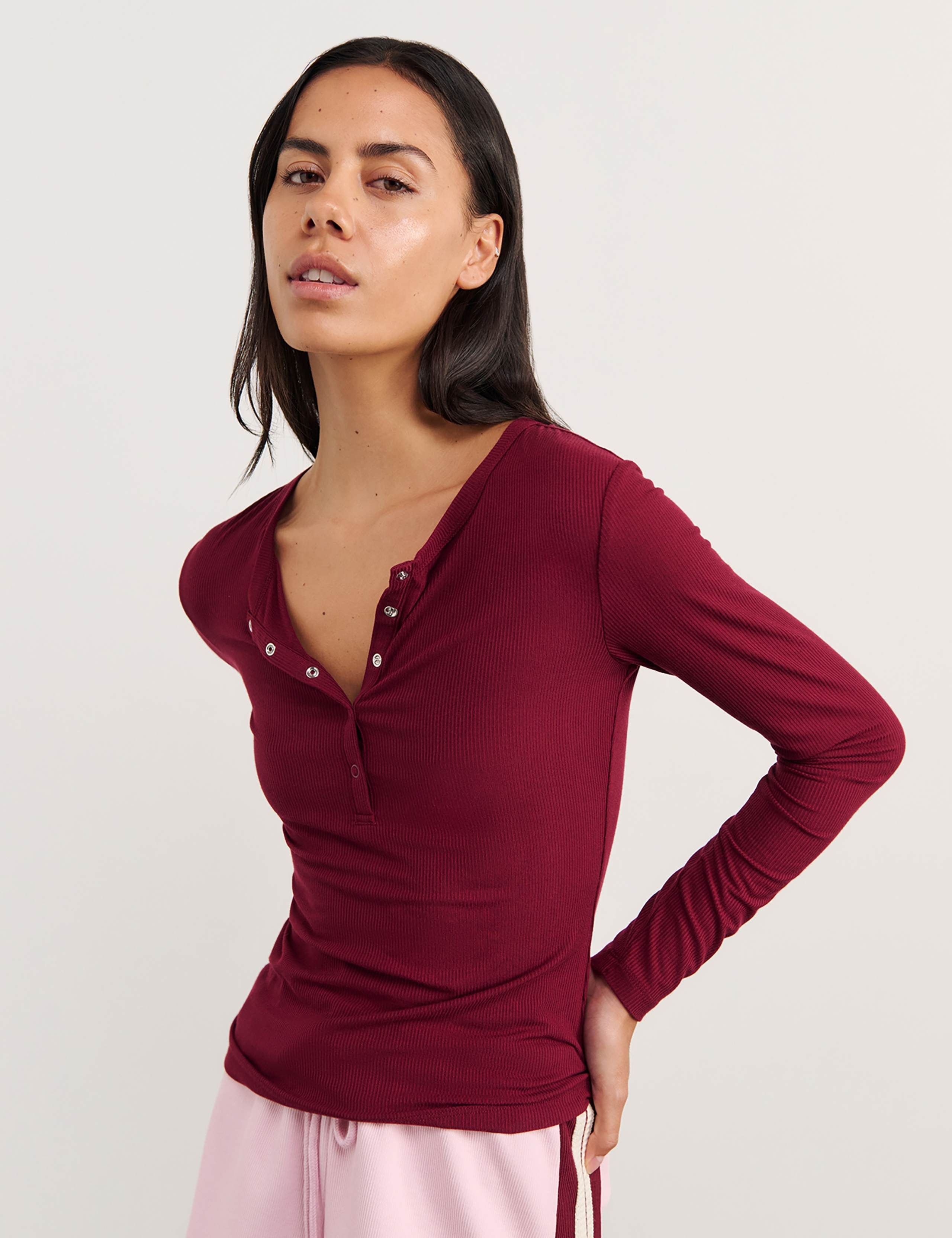 Jersey Ribbed Henley Top 5 of 5