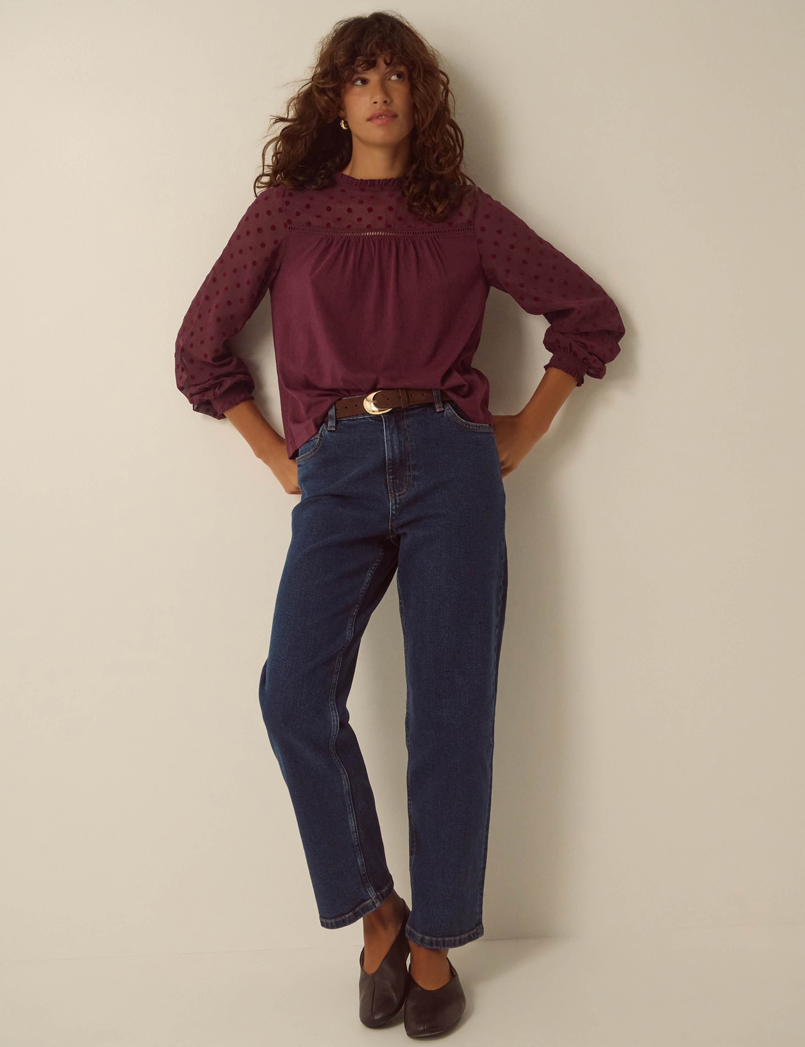 Cotton Rich High Neck Blouse 4 of 5