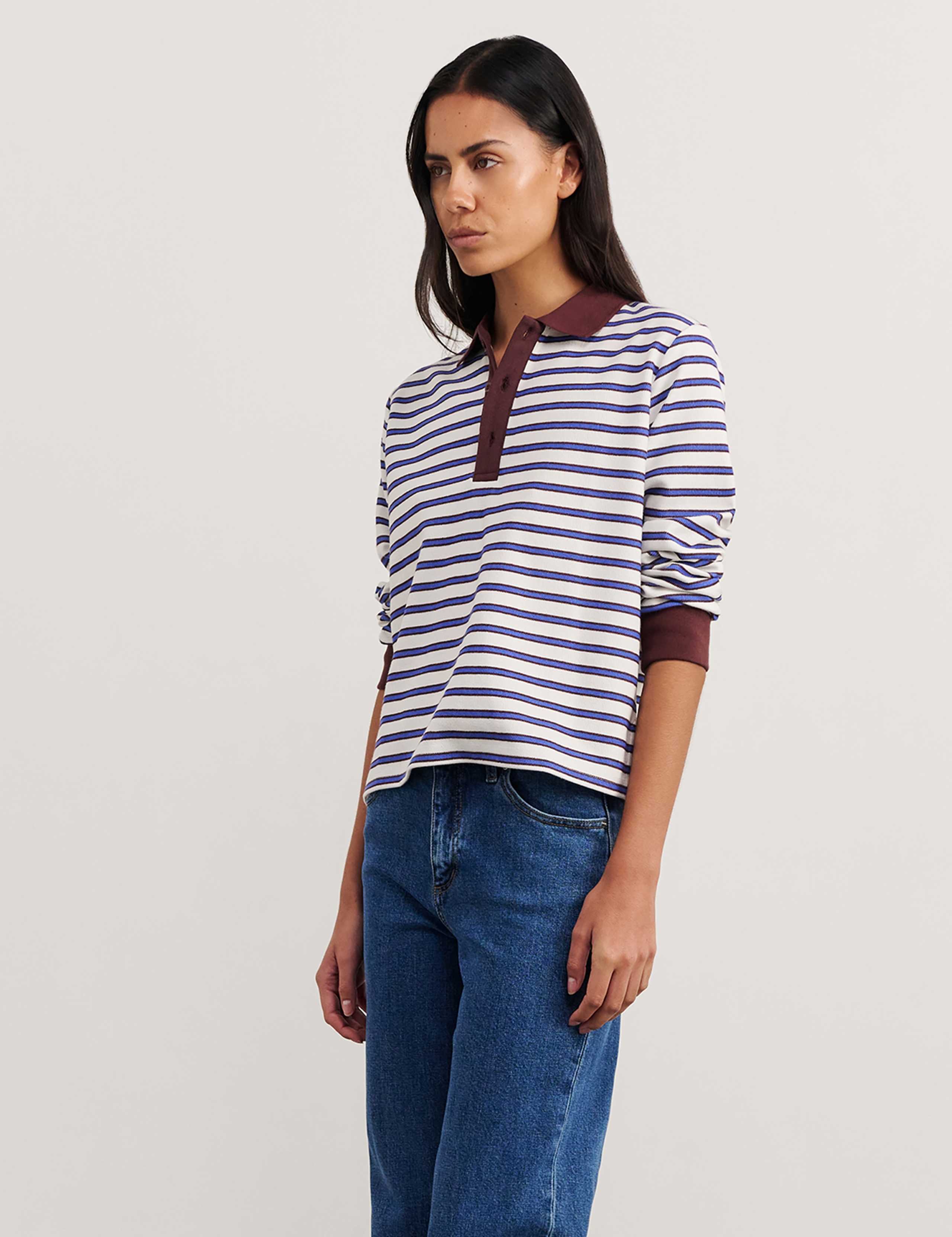 Cotton Blend Striped Rugby Top 5 of 6