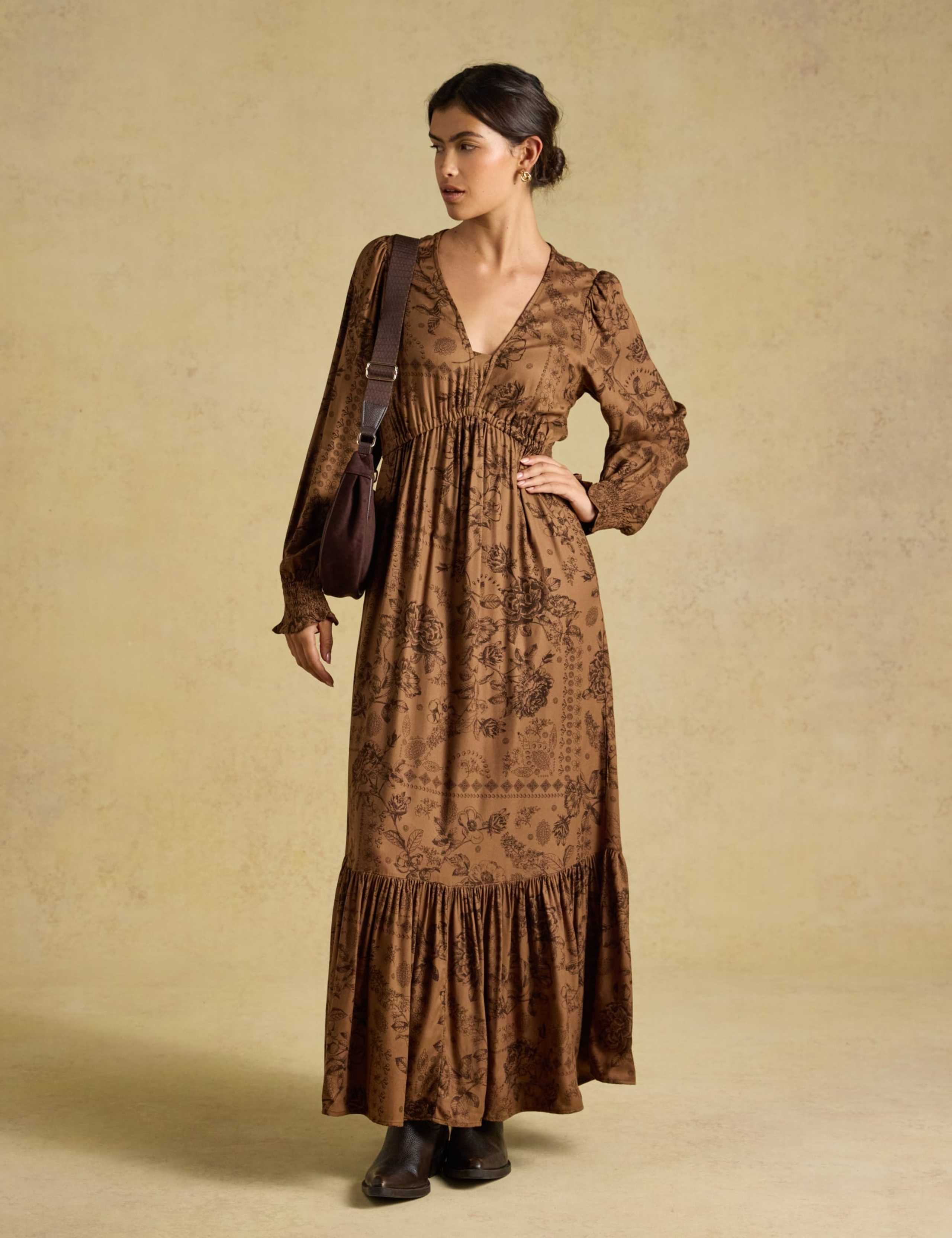 Printed V Neck Midi Dress 2 of 8