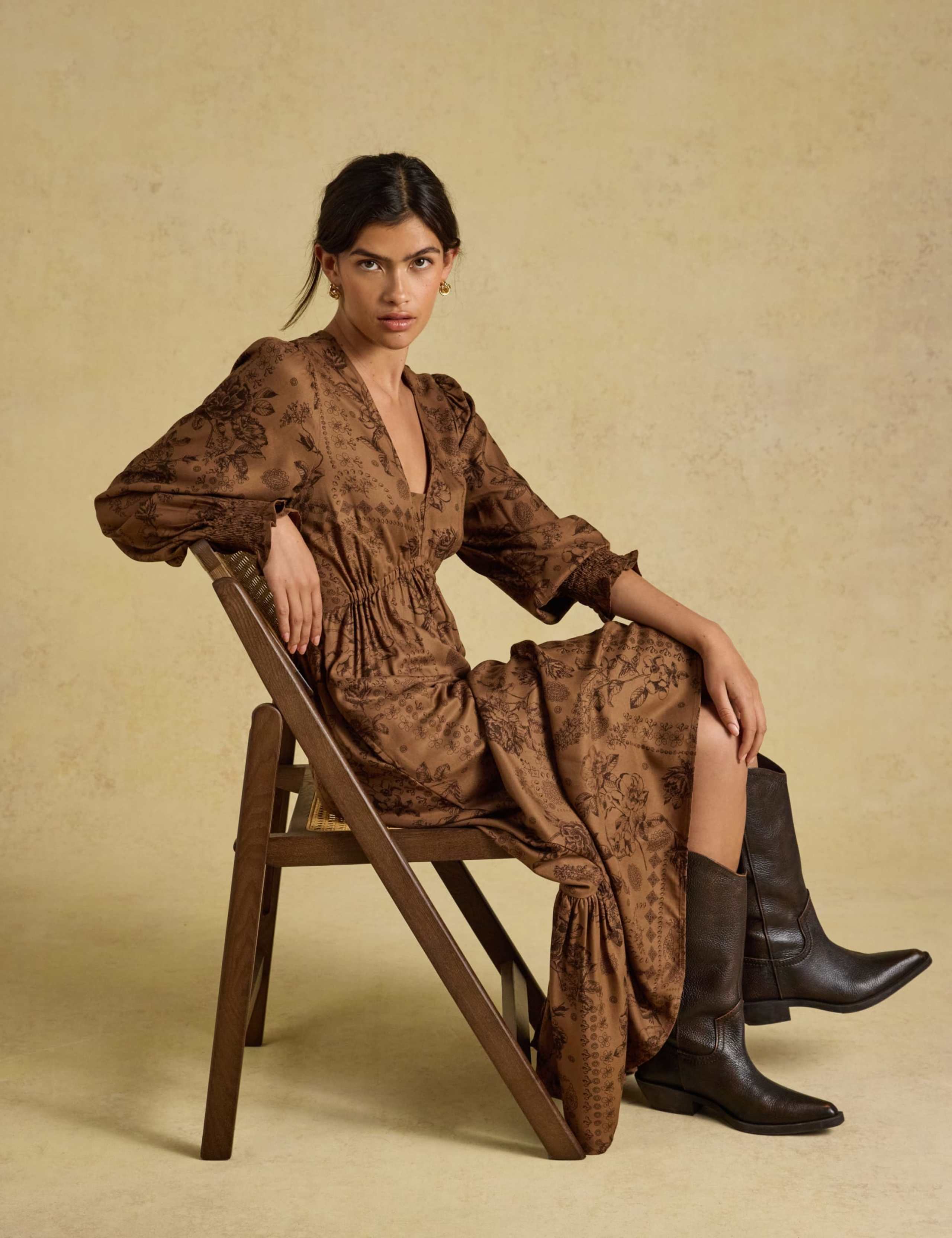 Printed V Neck Midi Dress 8 of 8