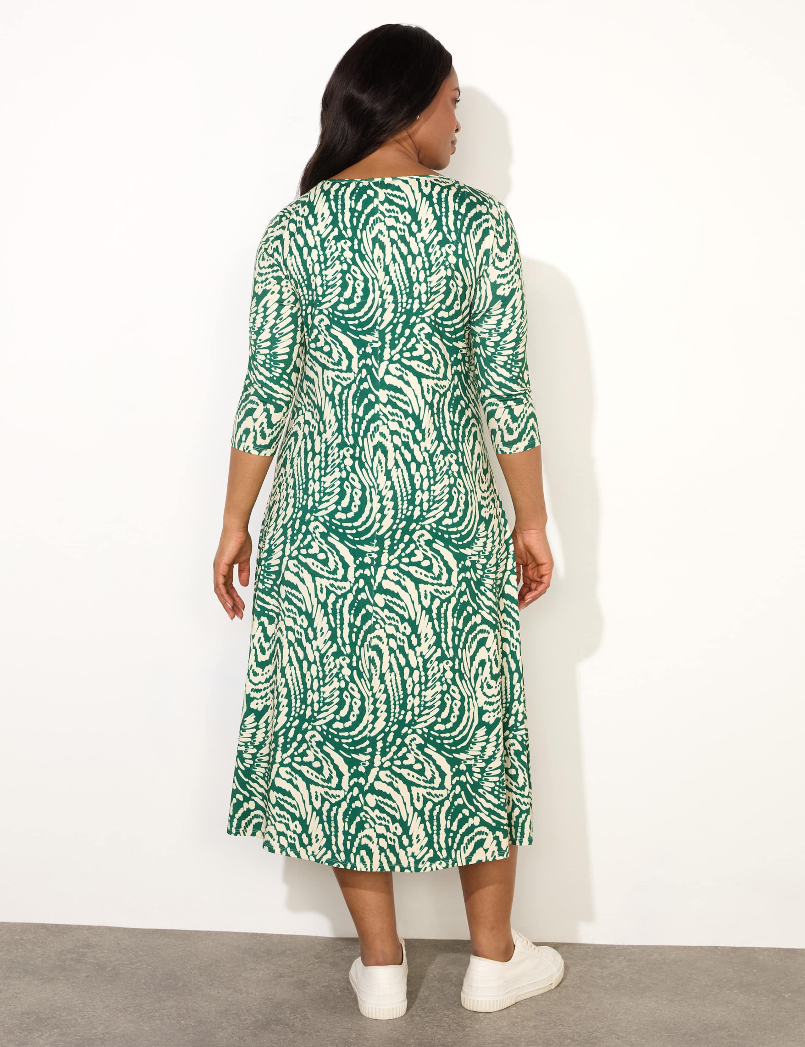 Jersey Printed Midi Swing Dress 3 of 5