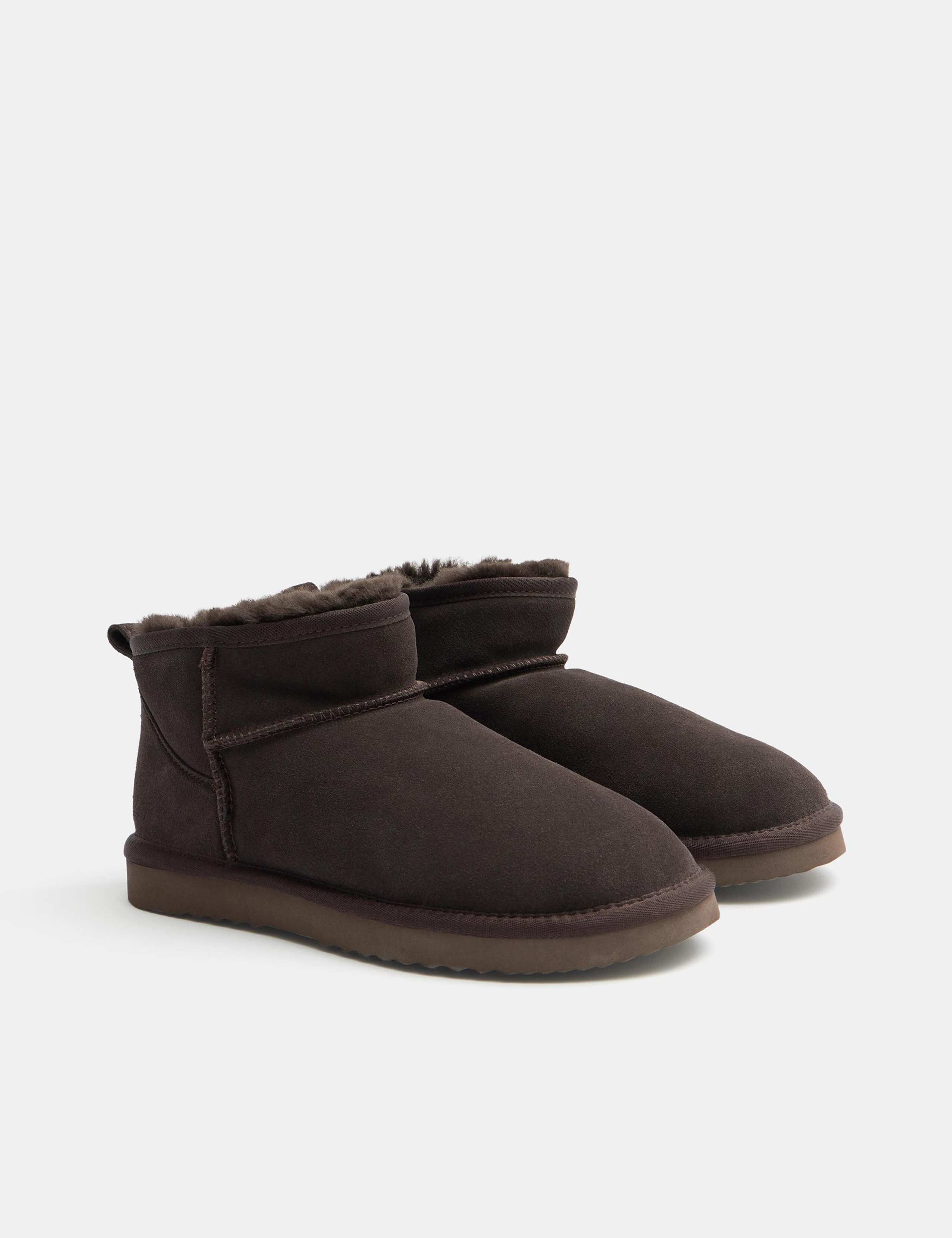 Suede Flat Sheepskin Ankle Boots 3 of 4