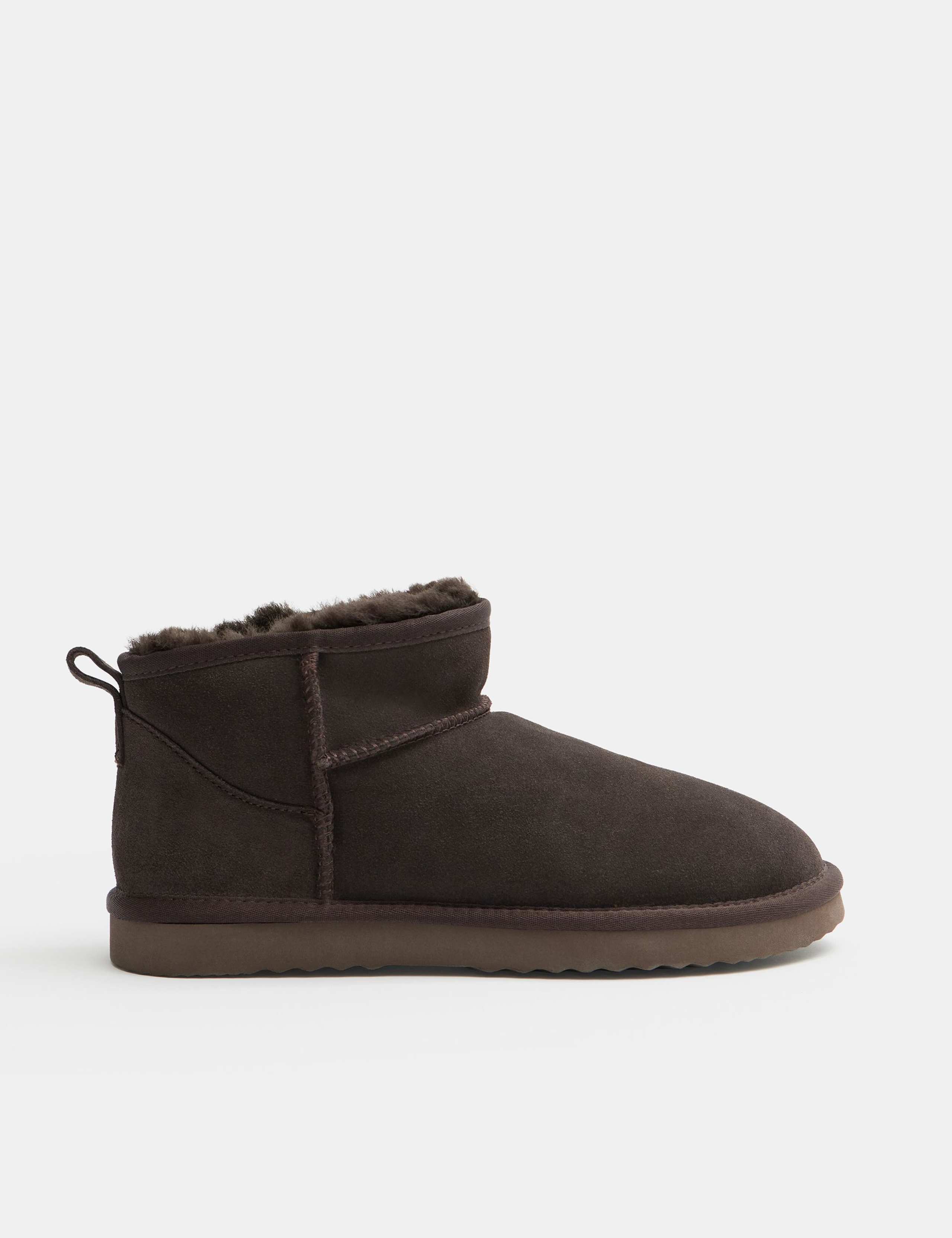 Suede Flat Sheepskin Ankle Boots 2 of 4