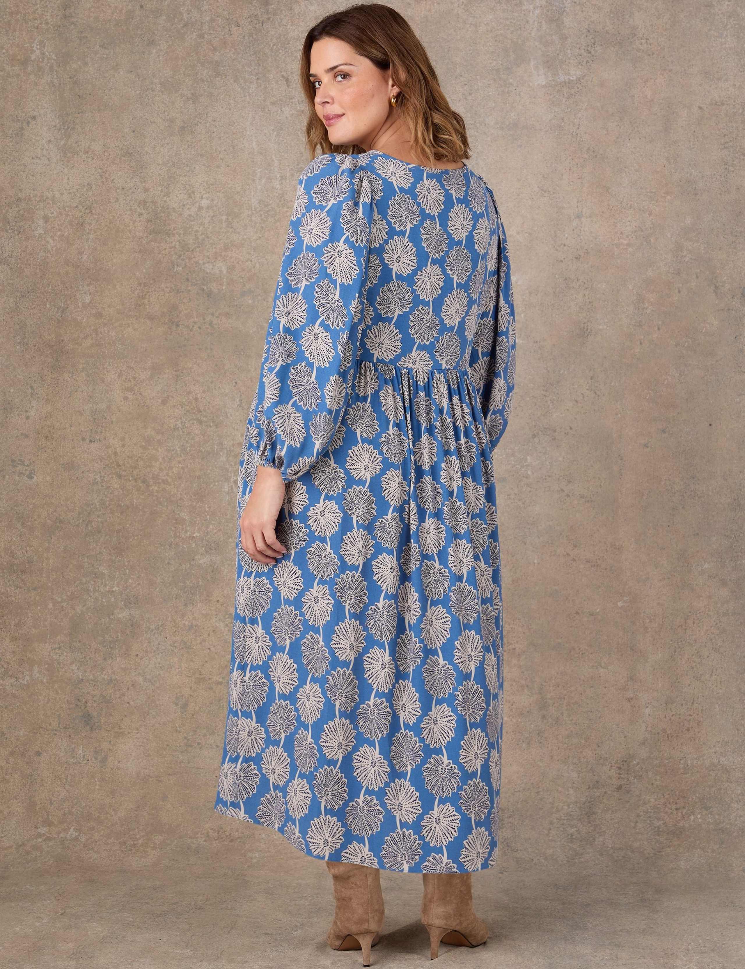 Floral Tie Neck Blouson Sleeve Midaxi Dress 3 of 5