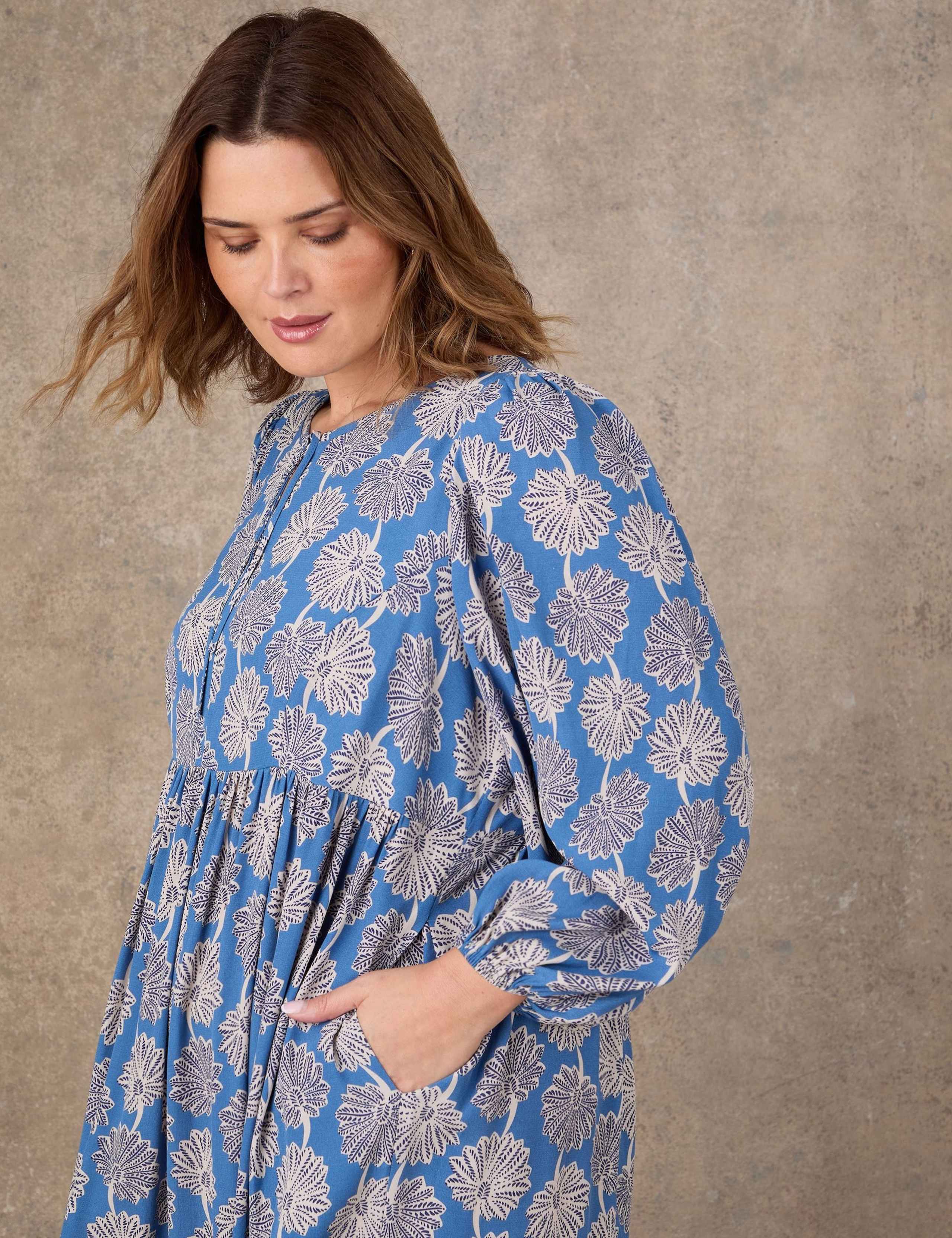 Floral Tie Neck Blouson Sleeve Midaxi Dress 5 of 5