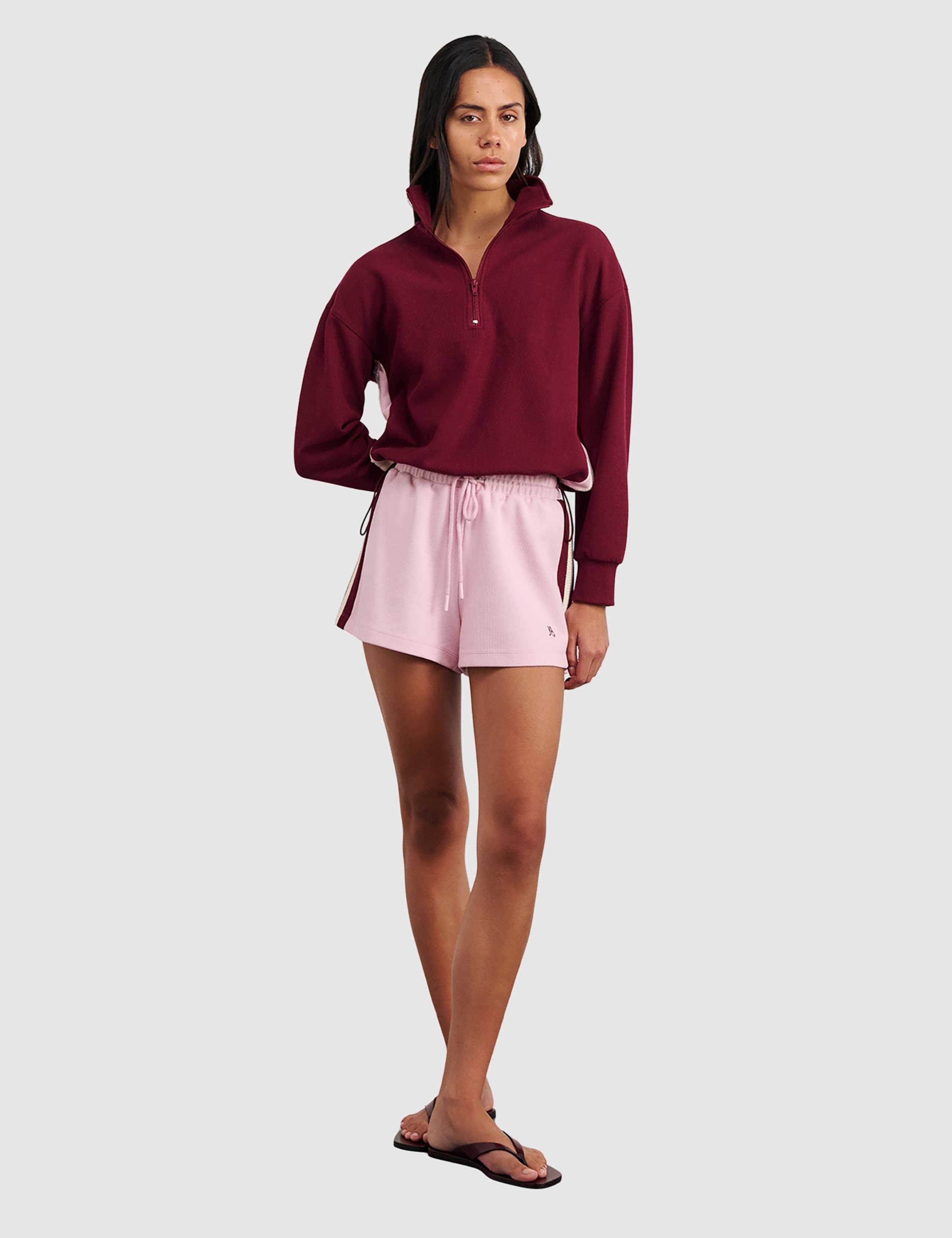 Cotton Blend Quarter Zip Cropped Jumper 2 of 5