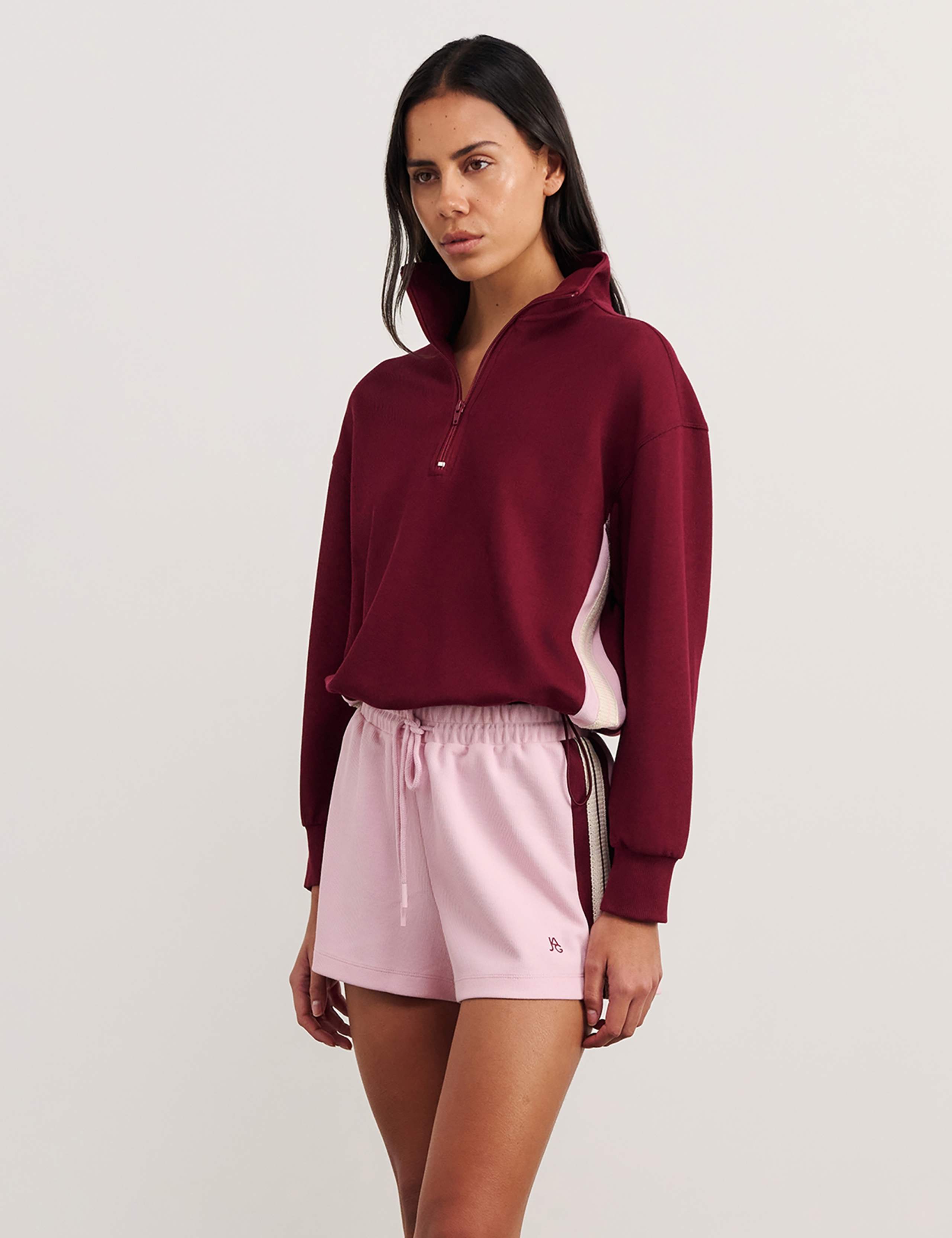 Cotton Blend Quarter Zip Cropped Jumper 4 of 5