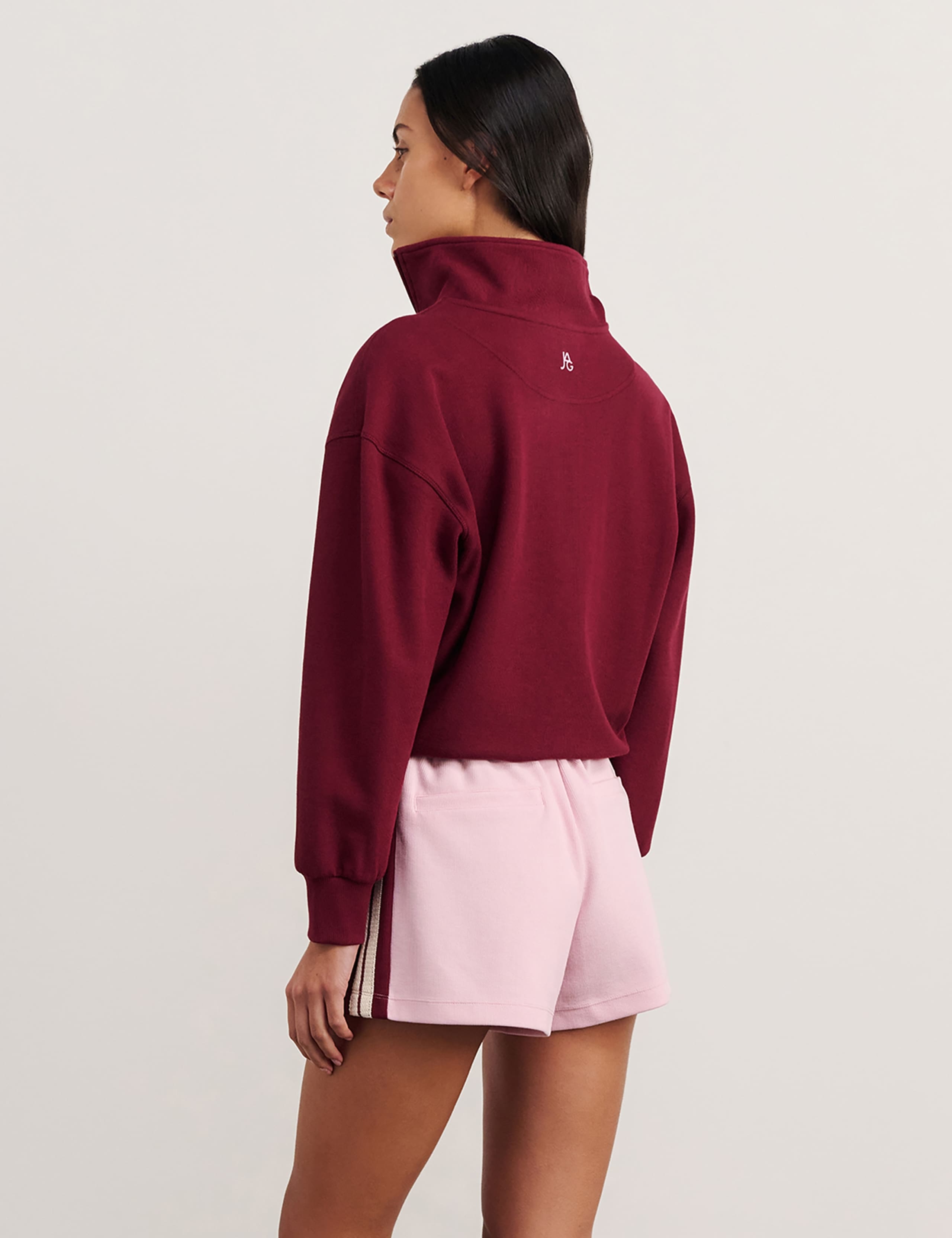 Cotton Blend Quarter Zip Cropped Jumper 5 of 5