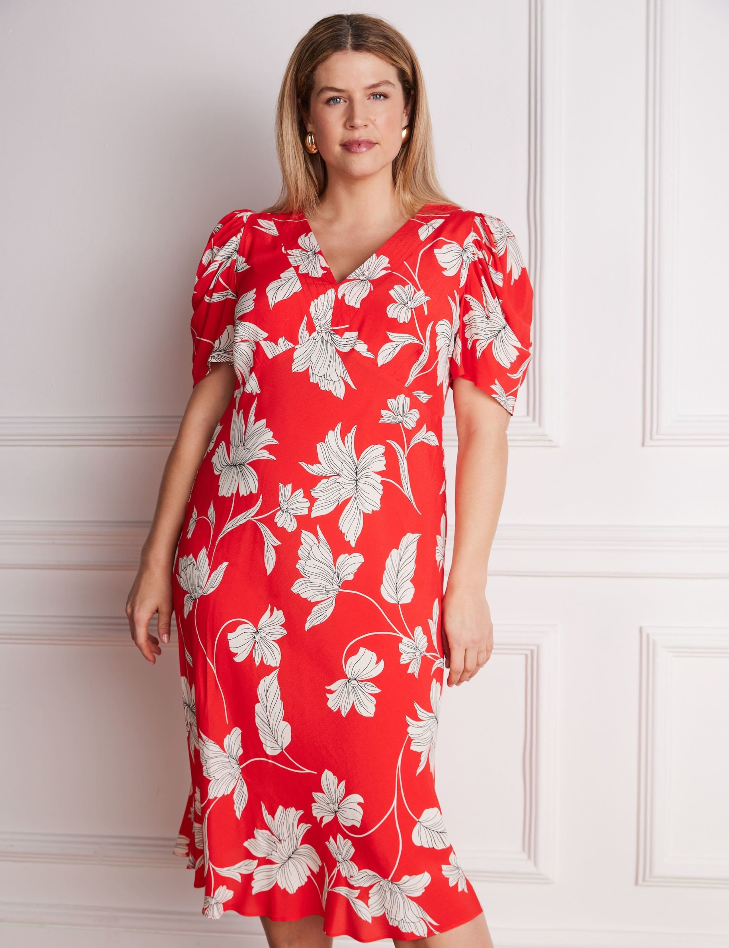 Jersey Floral V-Neck Midaxi Tea Dress 3 of 4