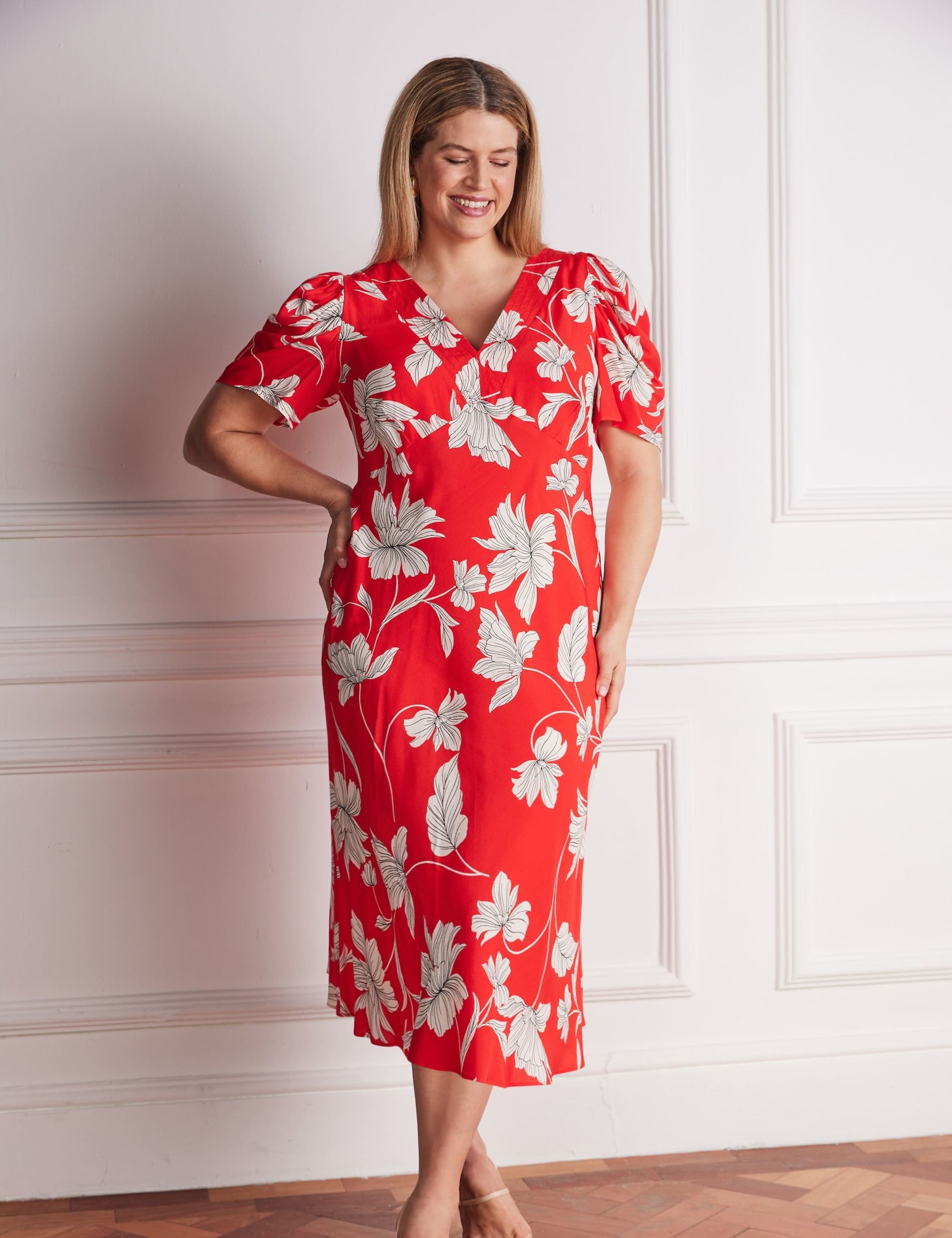 Jersey Floral V-Neck Midaxi Tea Dress 4 of 4