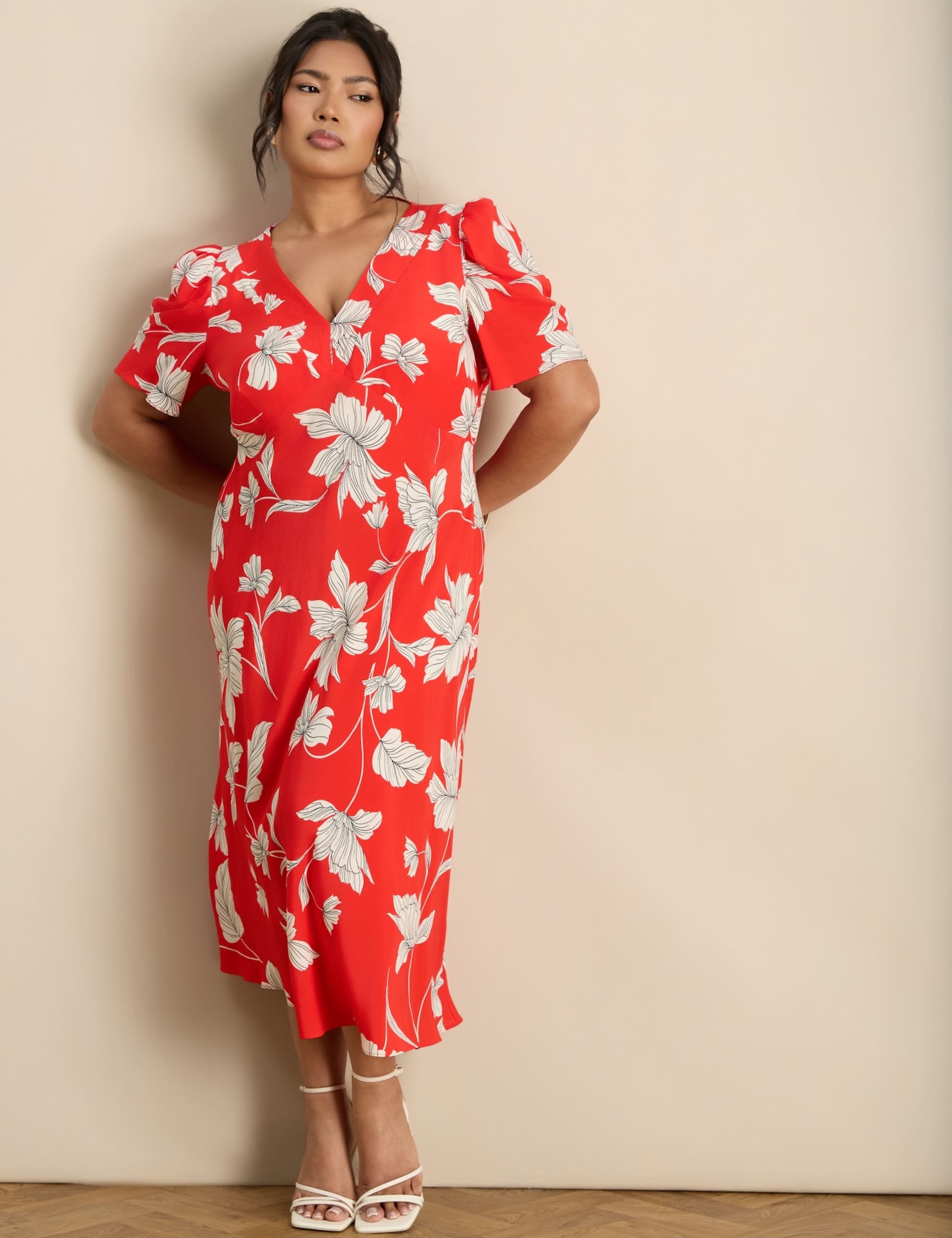 Jersey Floral V-Neck Midaxi Tea Dress 6 of 6