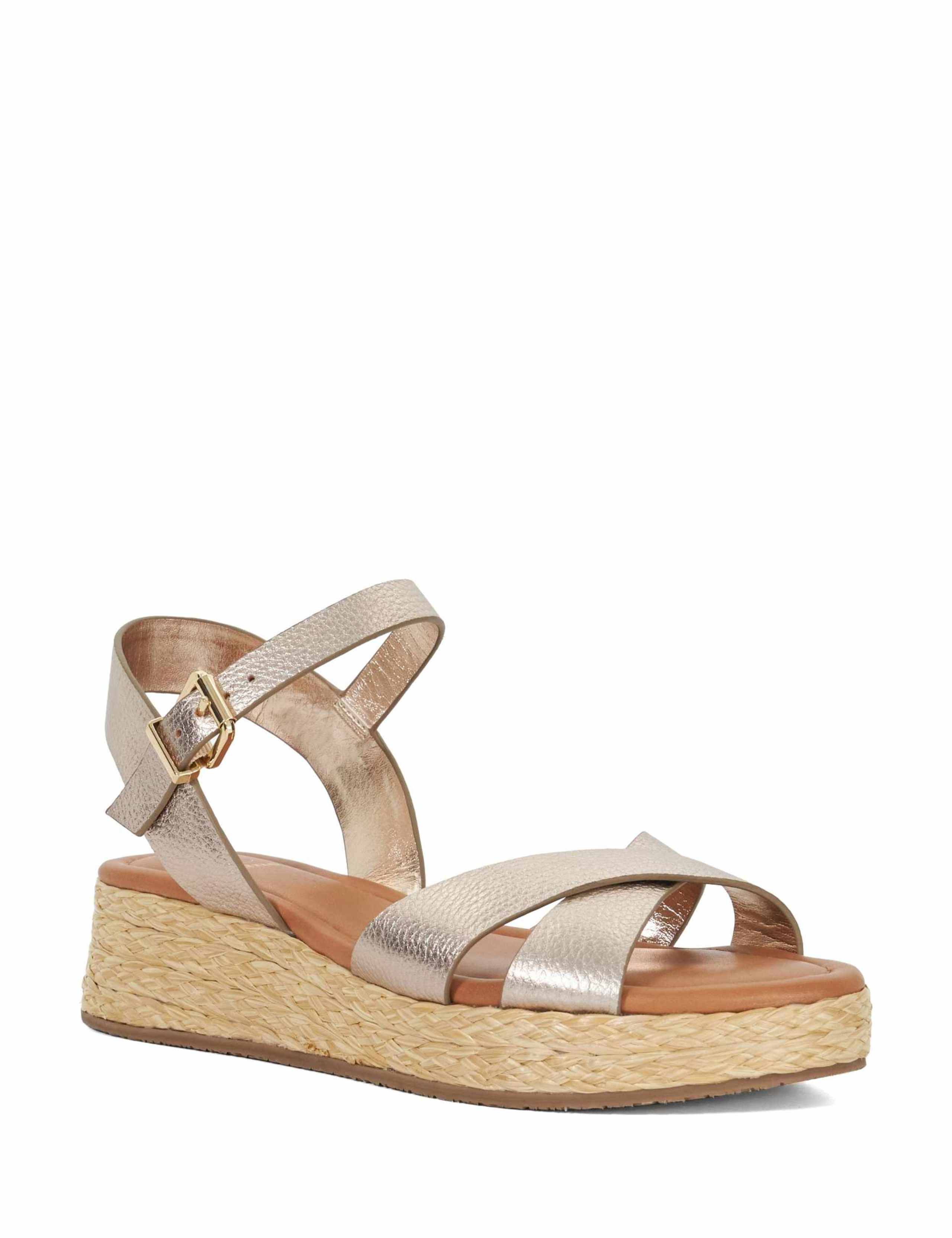 Wide Fit Leather Woven Flatform Sandals 3 of 5