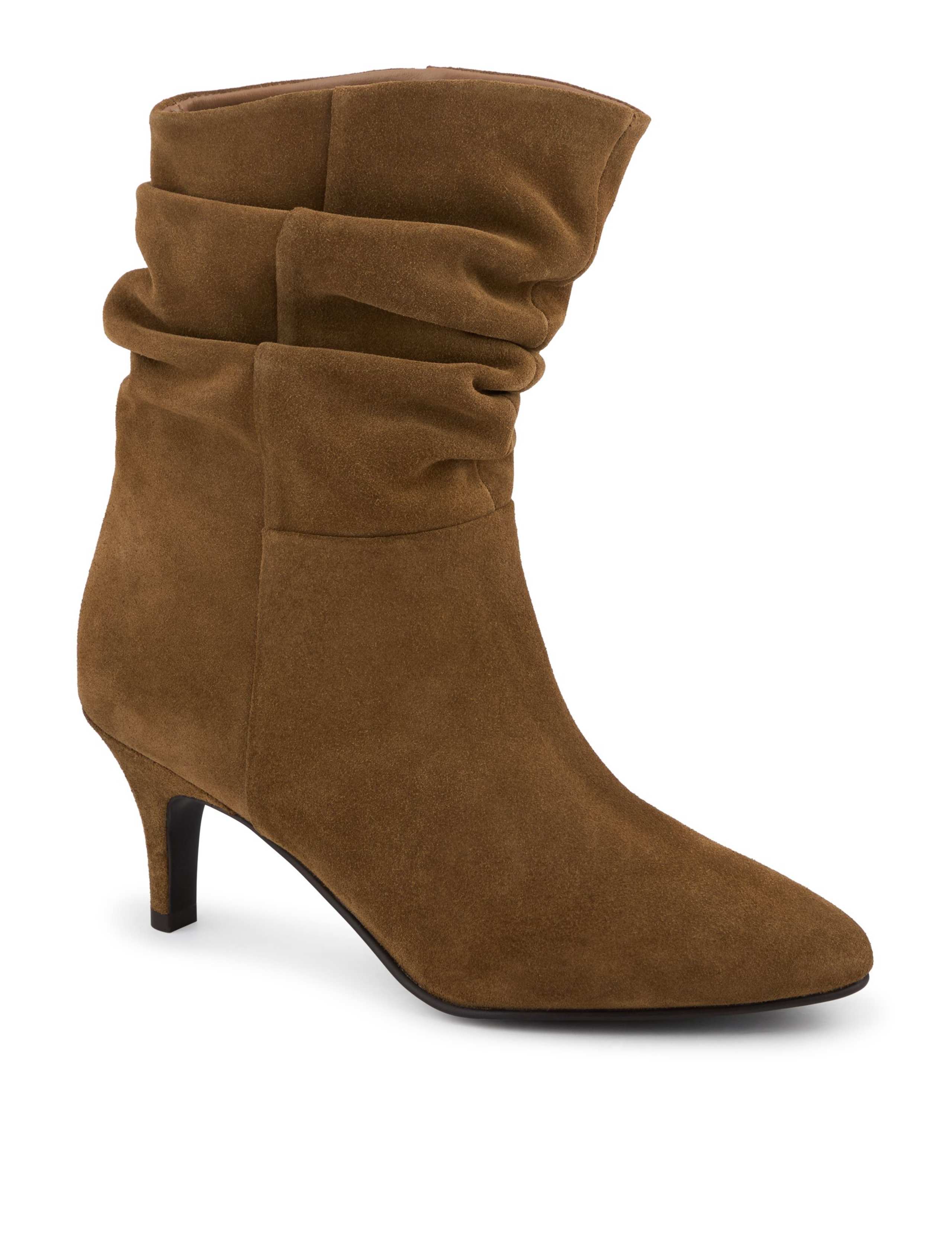 Leather Ruched Stiletto Heel Ankle Boots 2 of 6