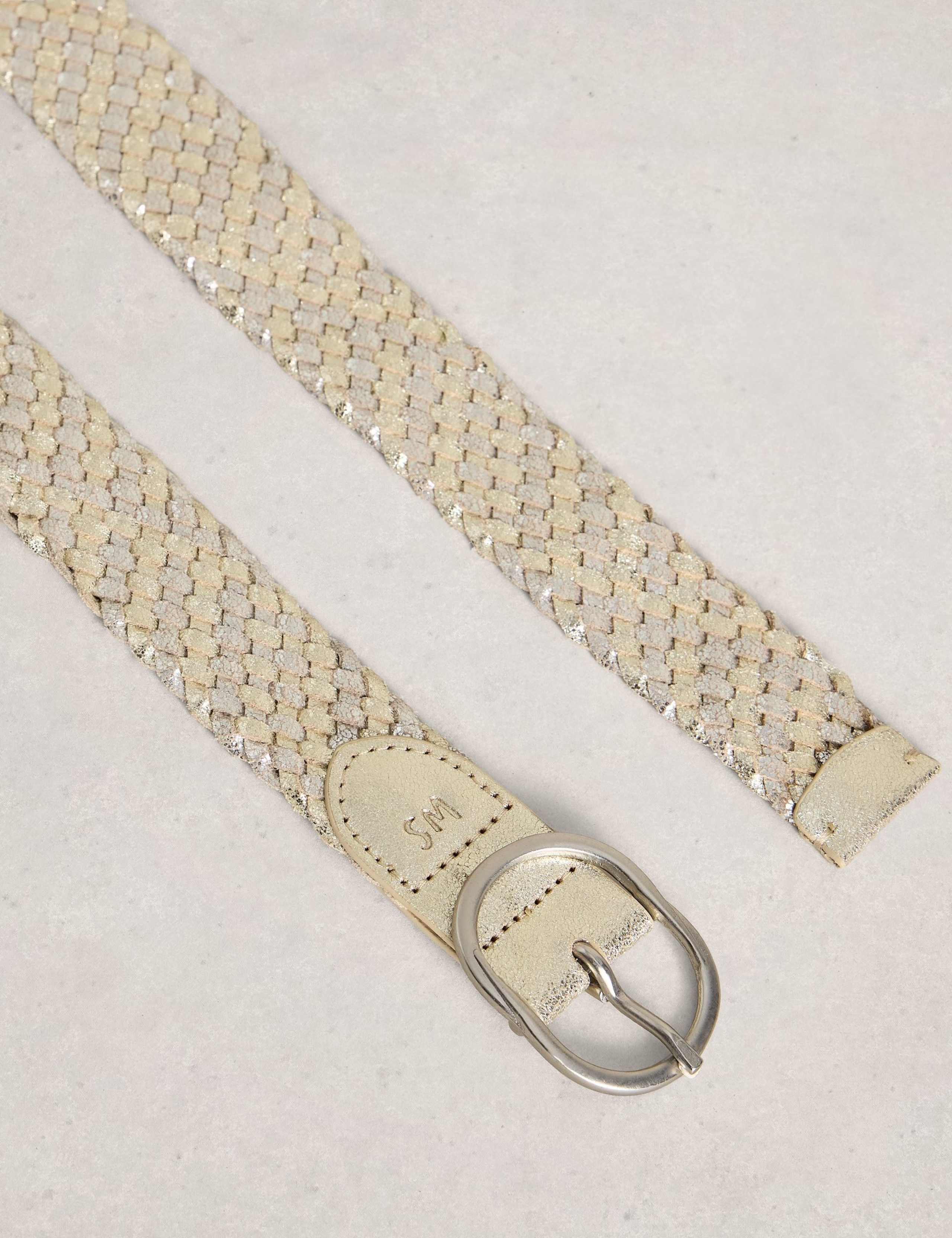 Leather Weave Metallic Jeans Belt 2 of 3
