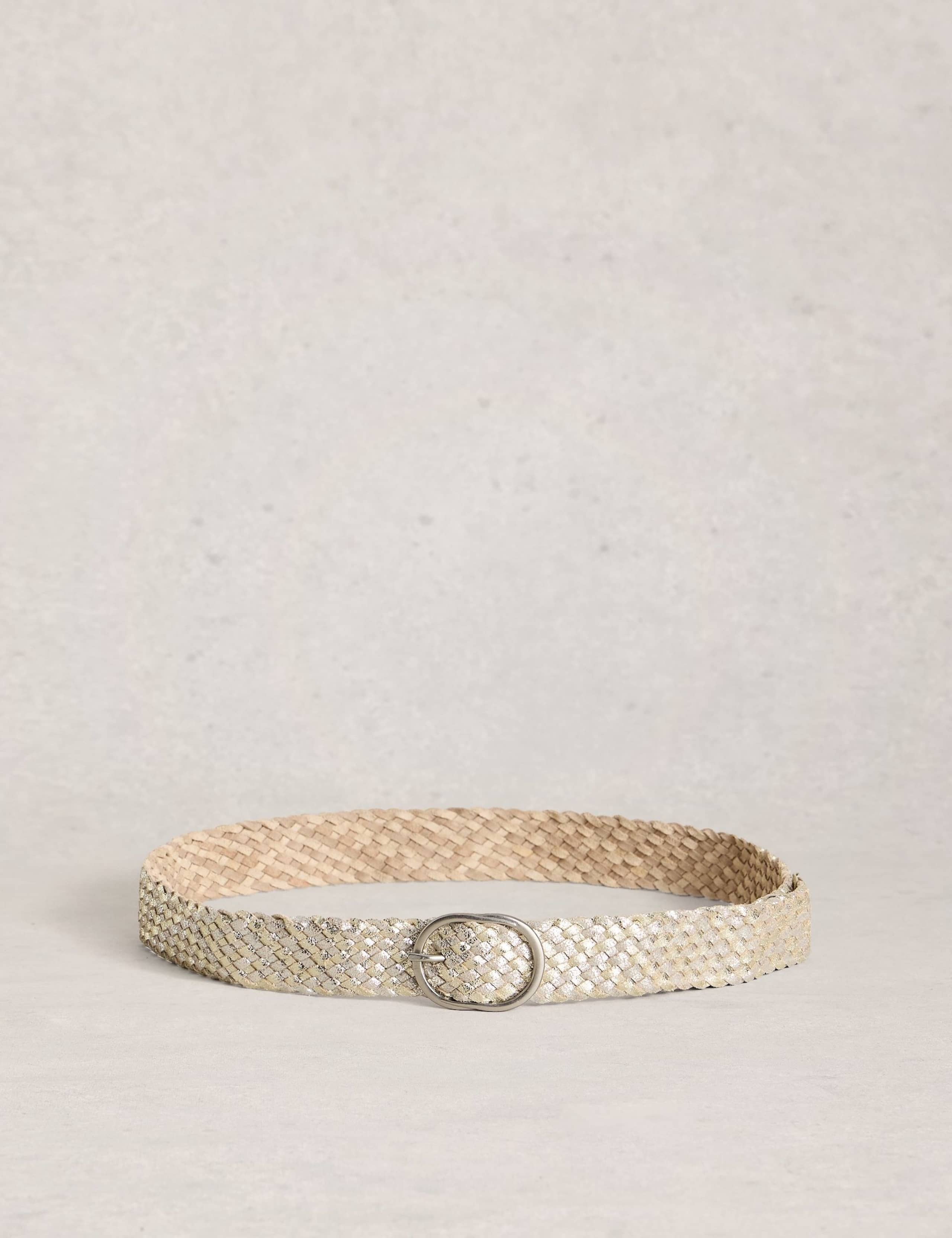 Leather Weave Metallic Jeans Belt 3 of 3