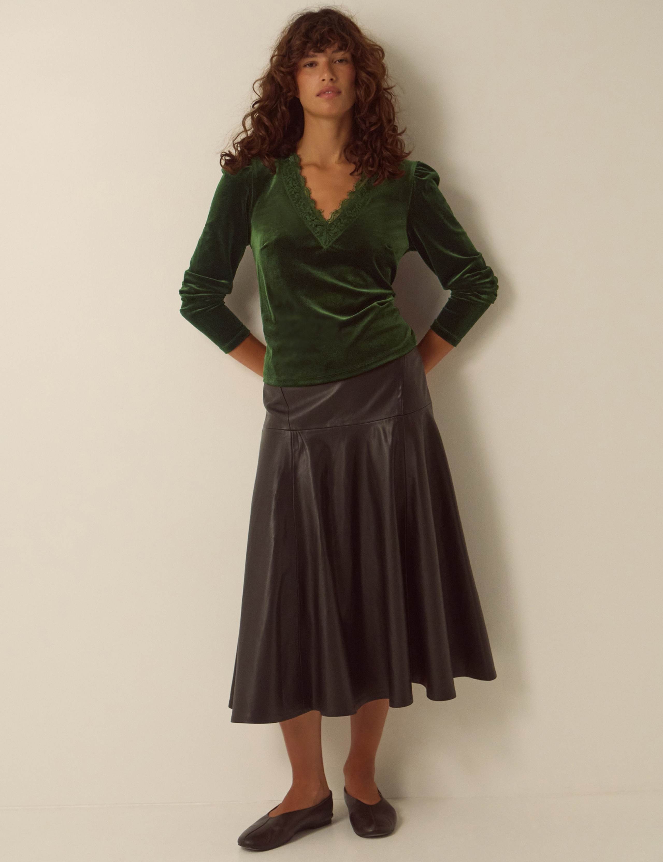 Velvet Lace V-Neck Blouse 4 of 5