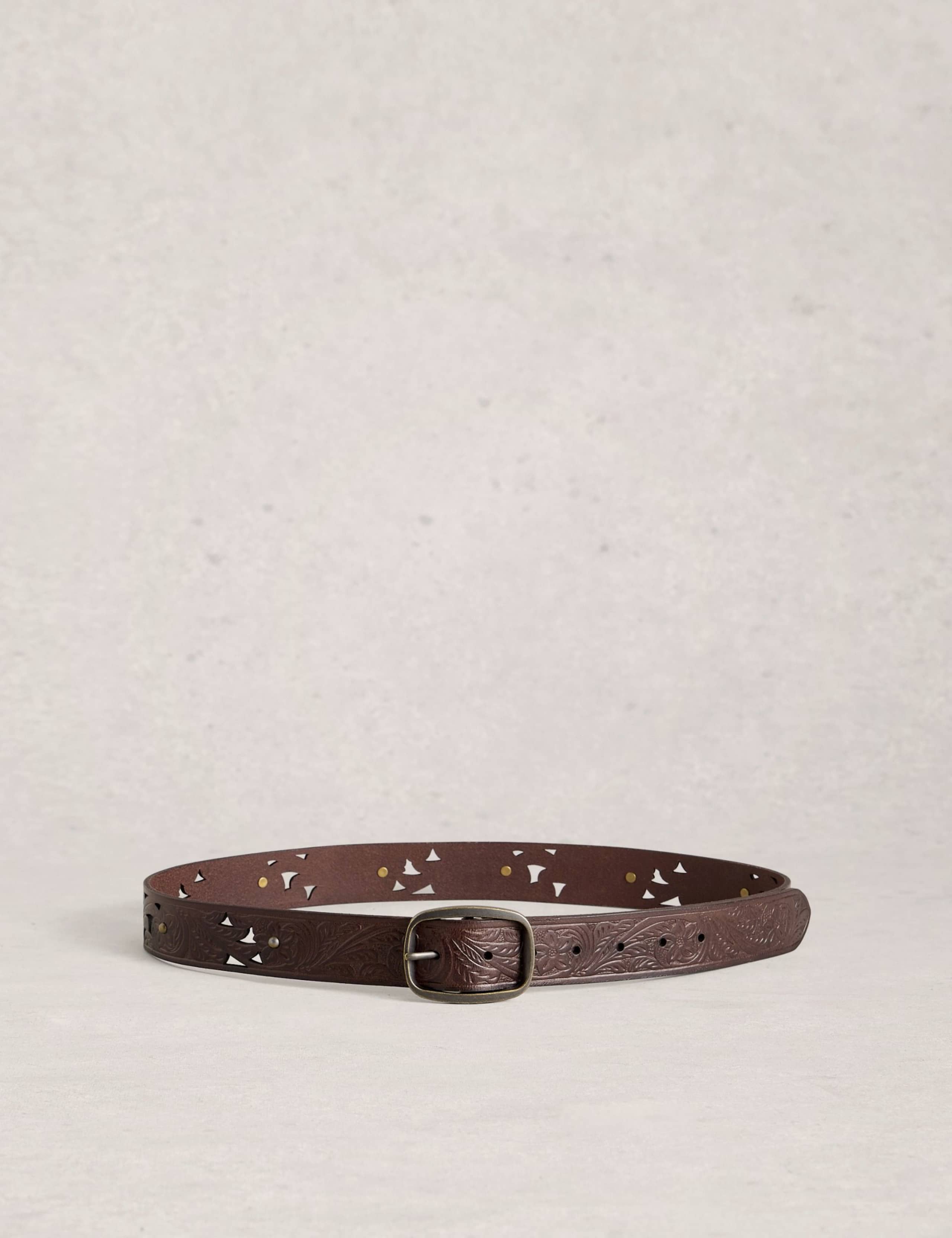Leather Floral Punch Out Jeans Belt 3 of 3
