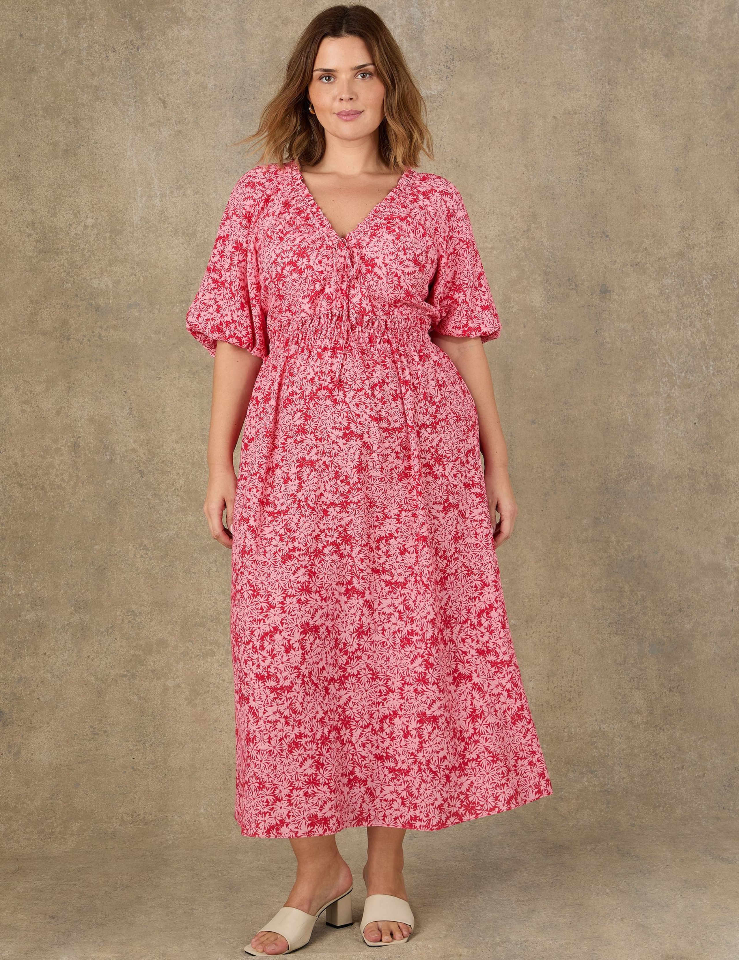 Floral V-Neck Maxi Waisted Dress 3 of 4