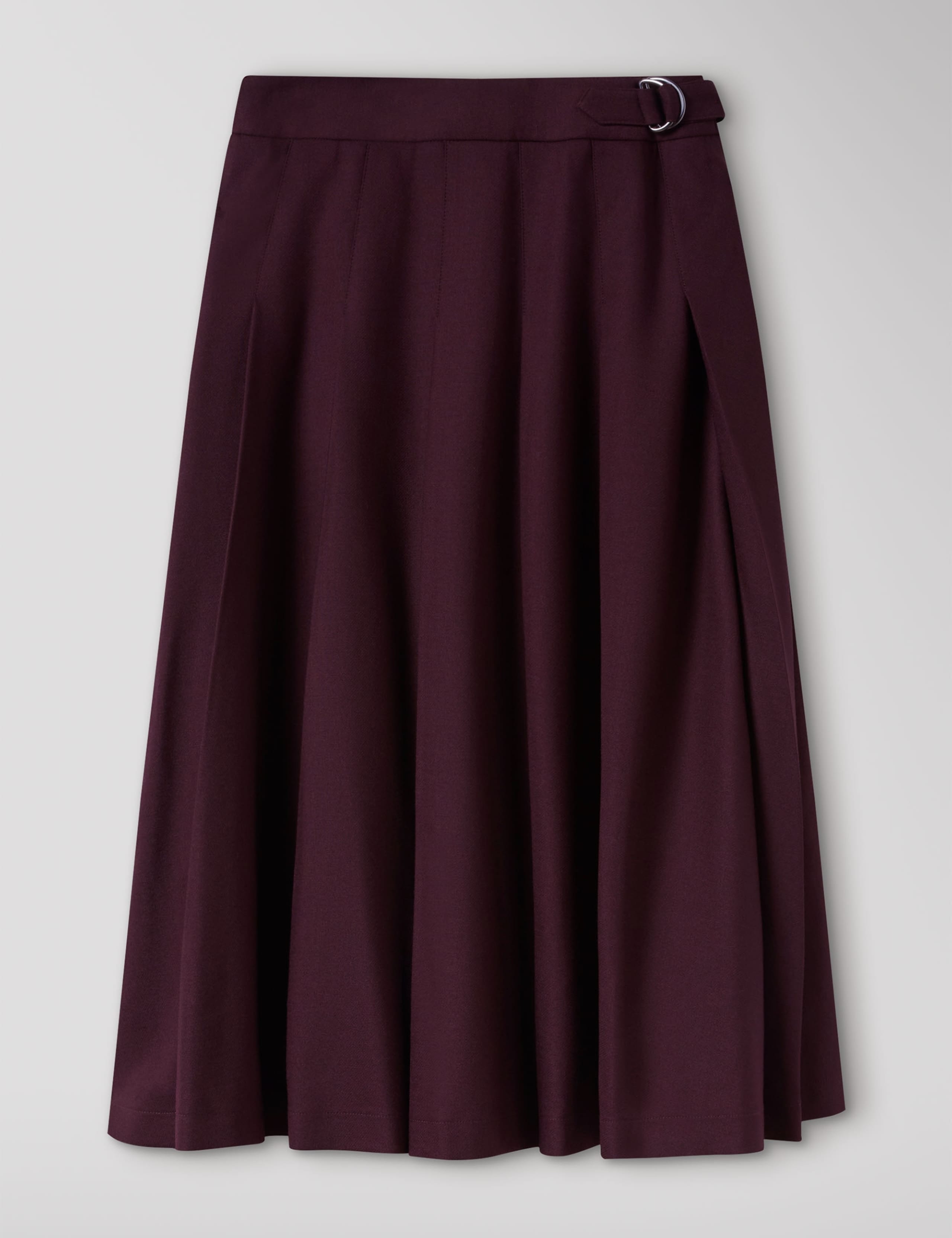 Wool Blend Pleated Midi A-Line Kilt Skirt 2 of 6