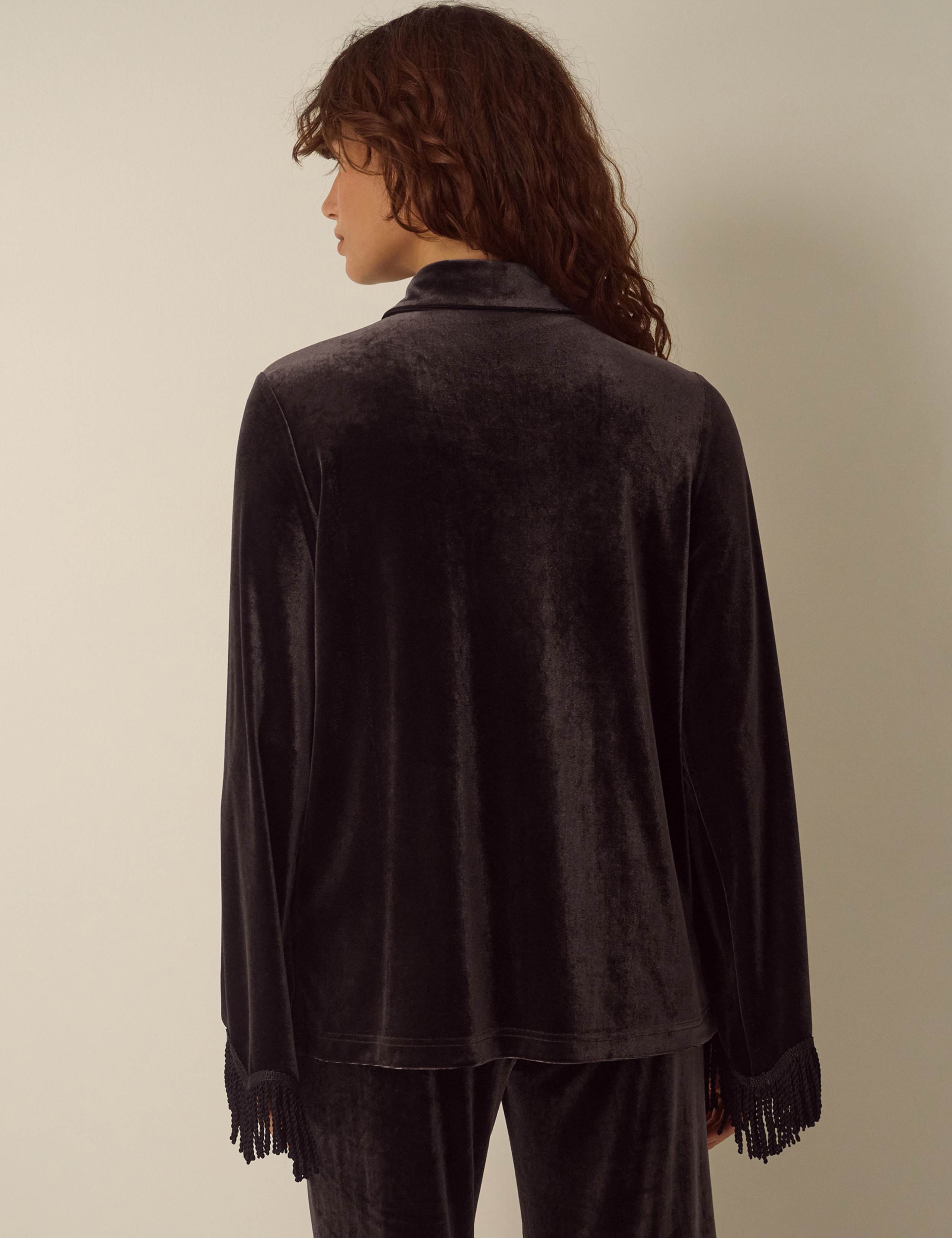 Velvet Button Through Collared Shirt 3 of 5