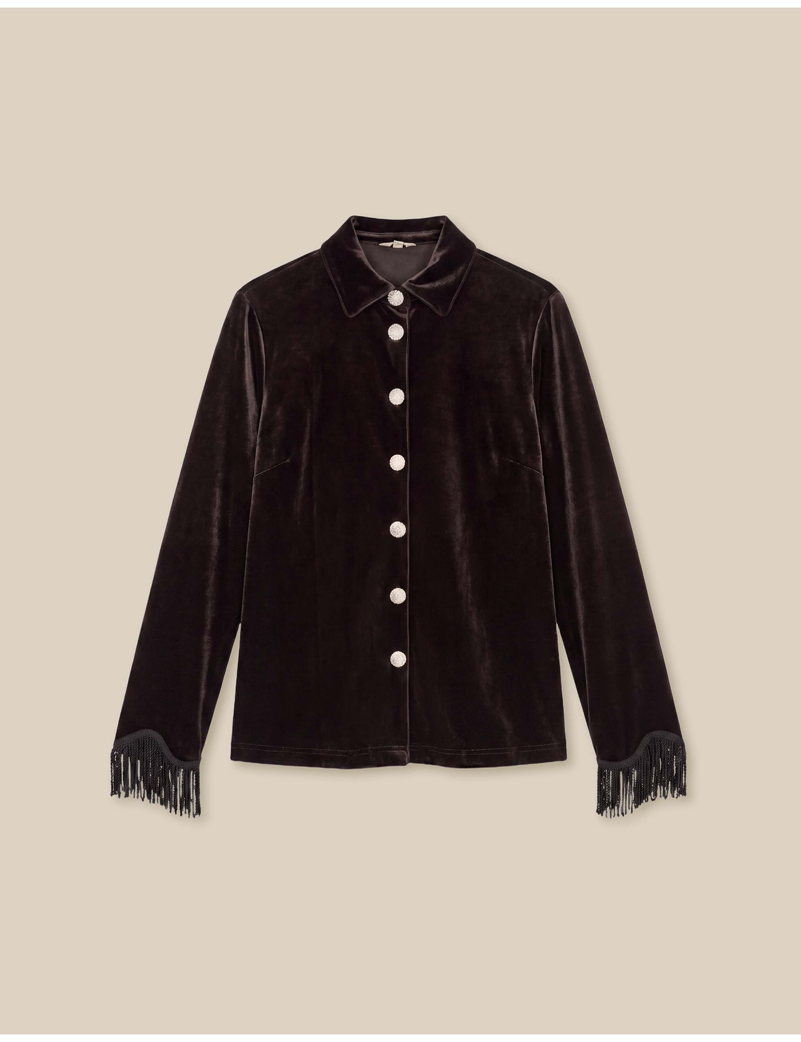 Velvet Button Through Collared Shirt 2 of 5