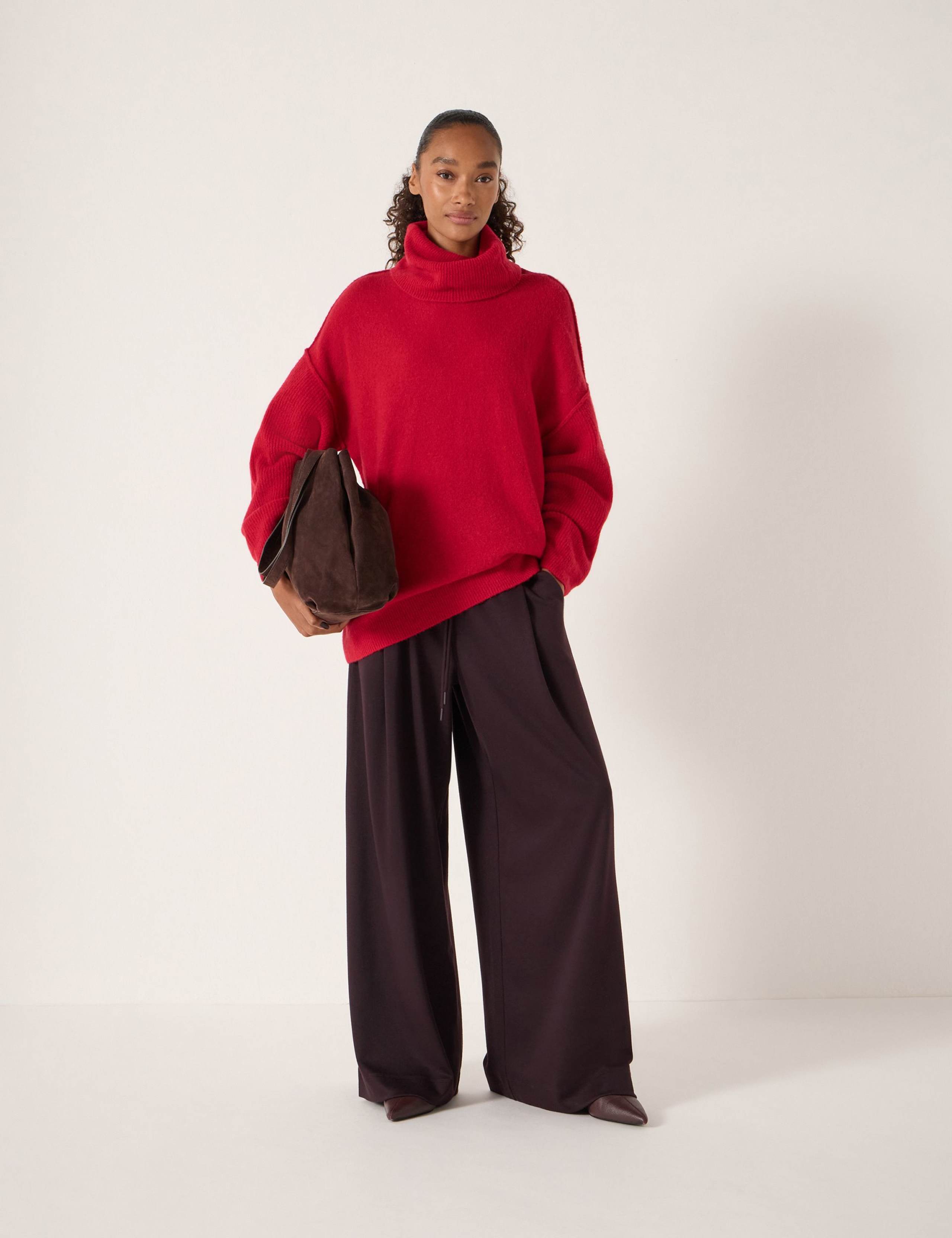 Wool Blend Textured Roll Neck Longline Jumper 3 of 6